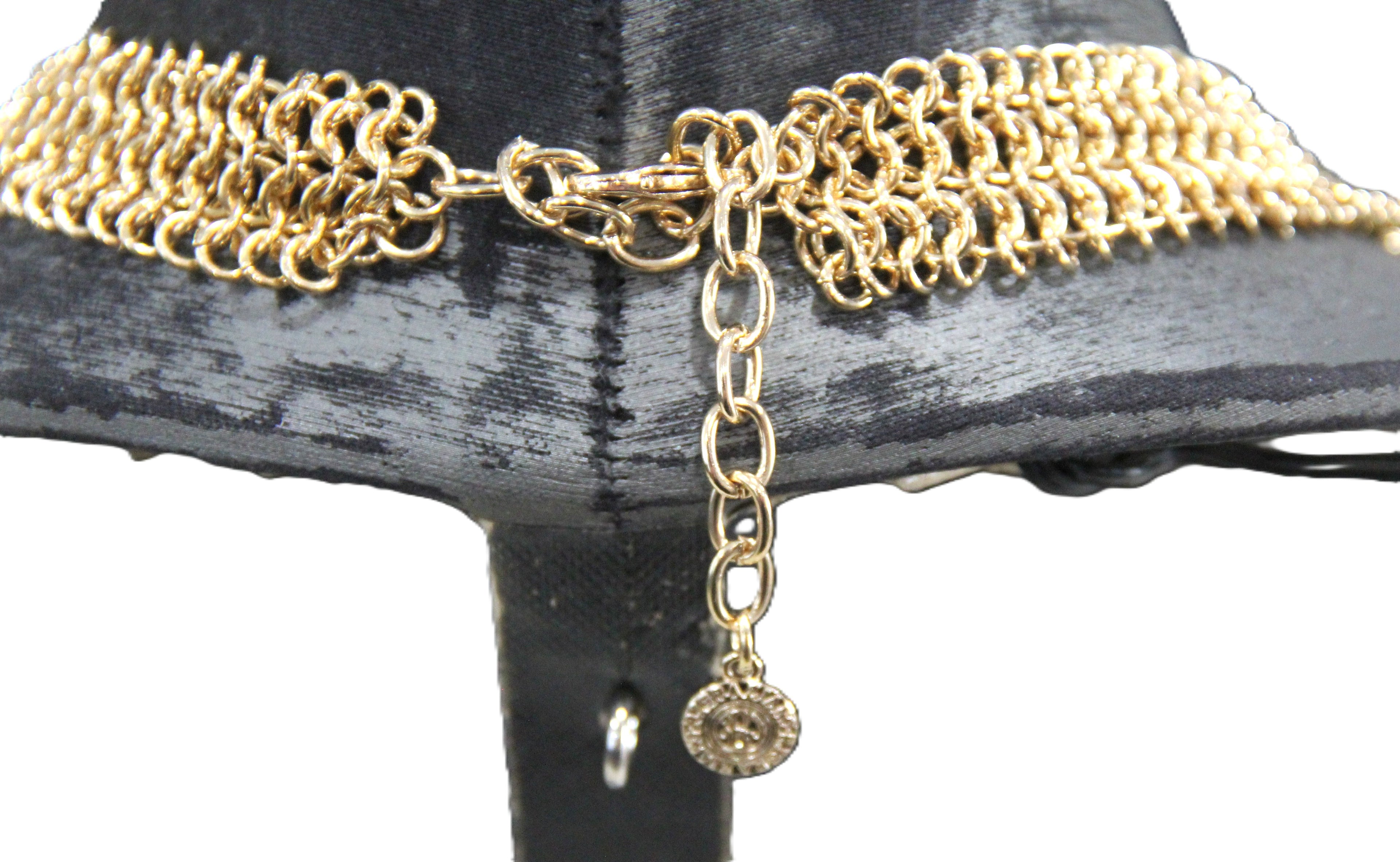 Vintage Graziano chain mesh bib charm statement necklace