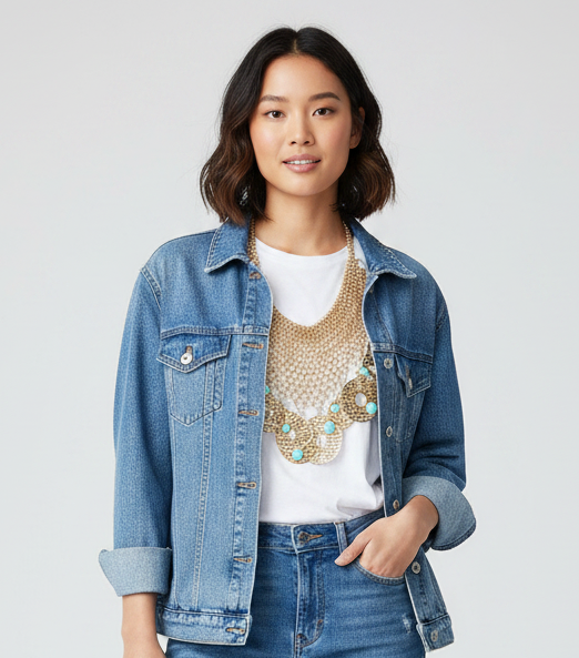 Vintage Graziano chain mesh bib charm statement necklace