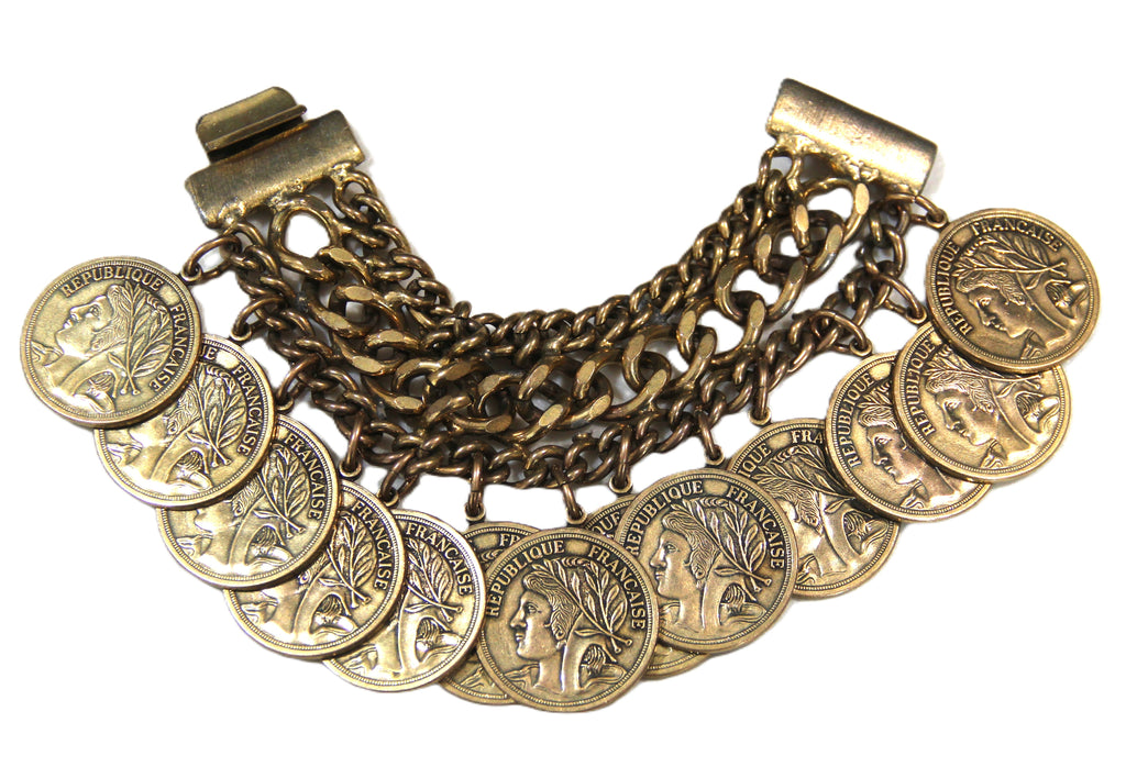 Graziano vintage fx coin charm bracelet