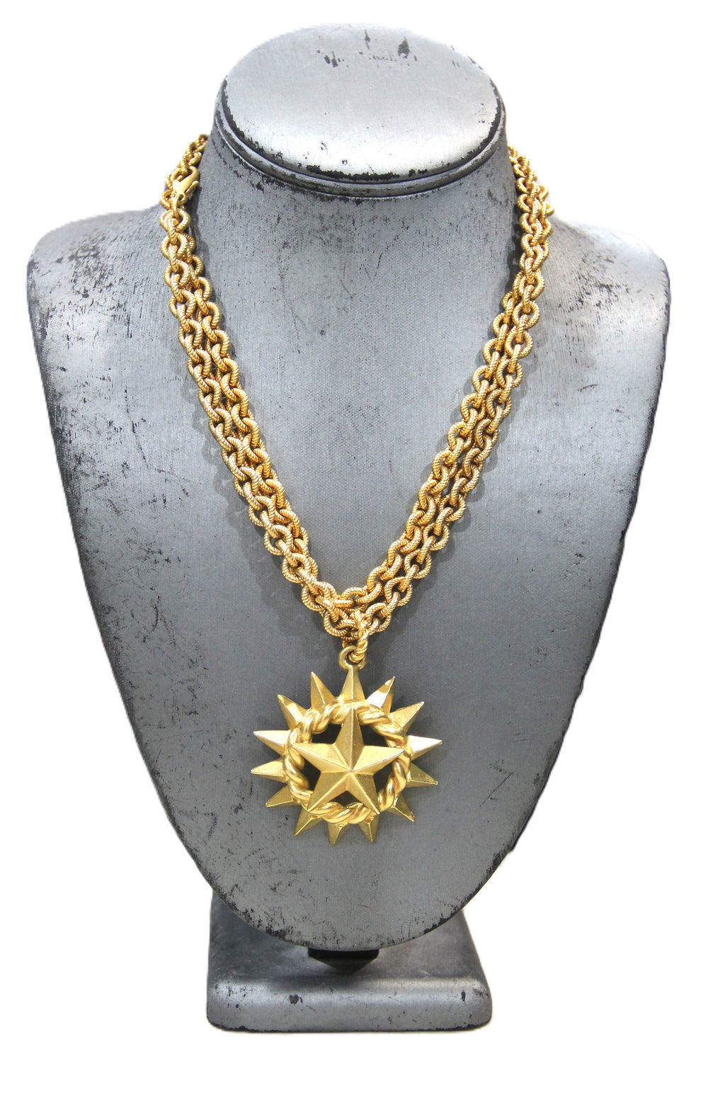 GRAZIANO MATTE GOLD NAUTICAL STAR PENDANT NECKLACE