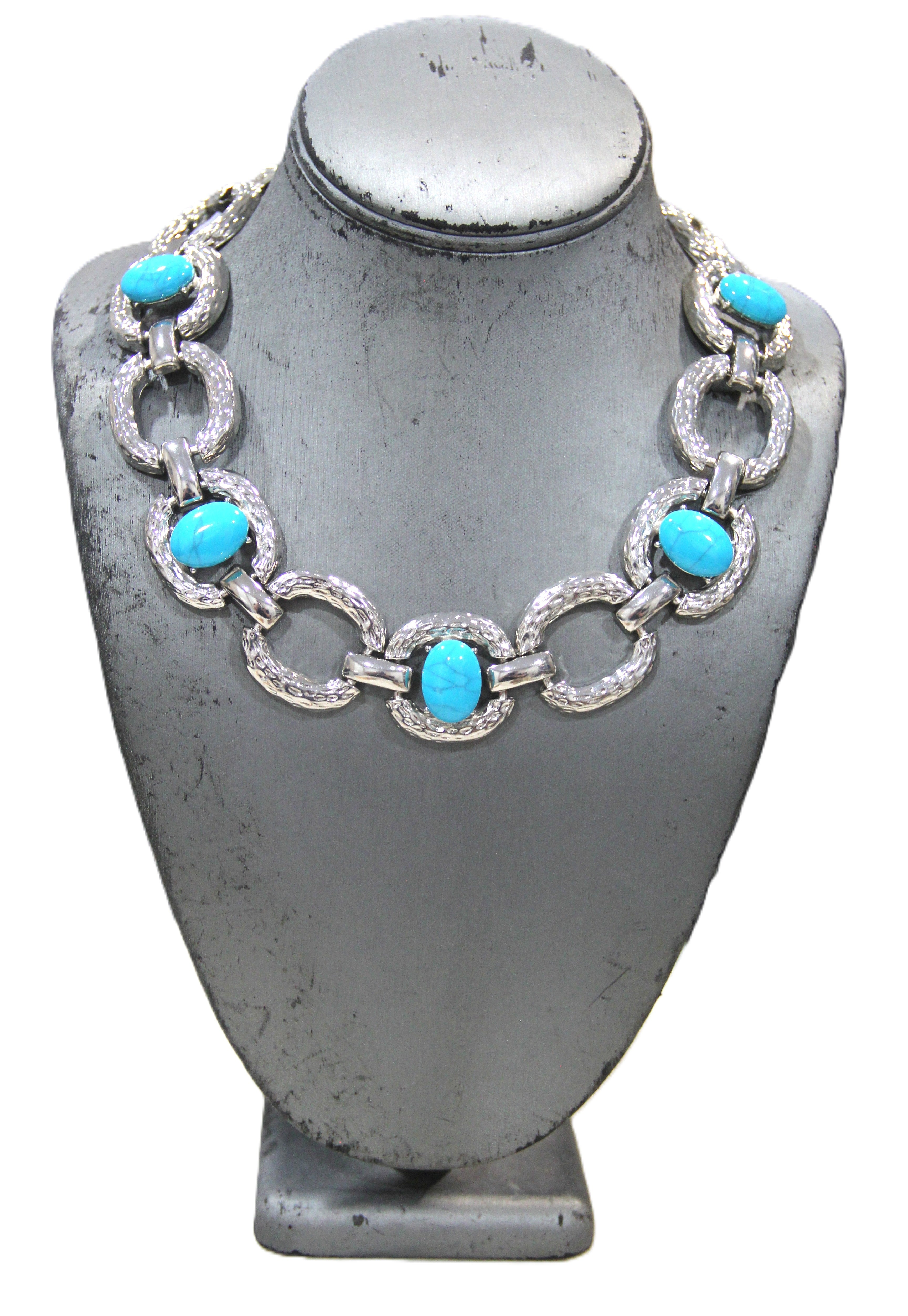 GRAZIANO DEAD STOCK TURQUOISE CABOCHON ACCENT NECKLACE