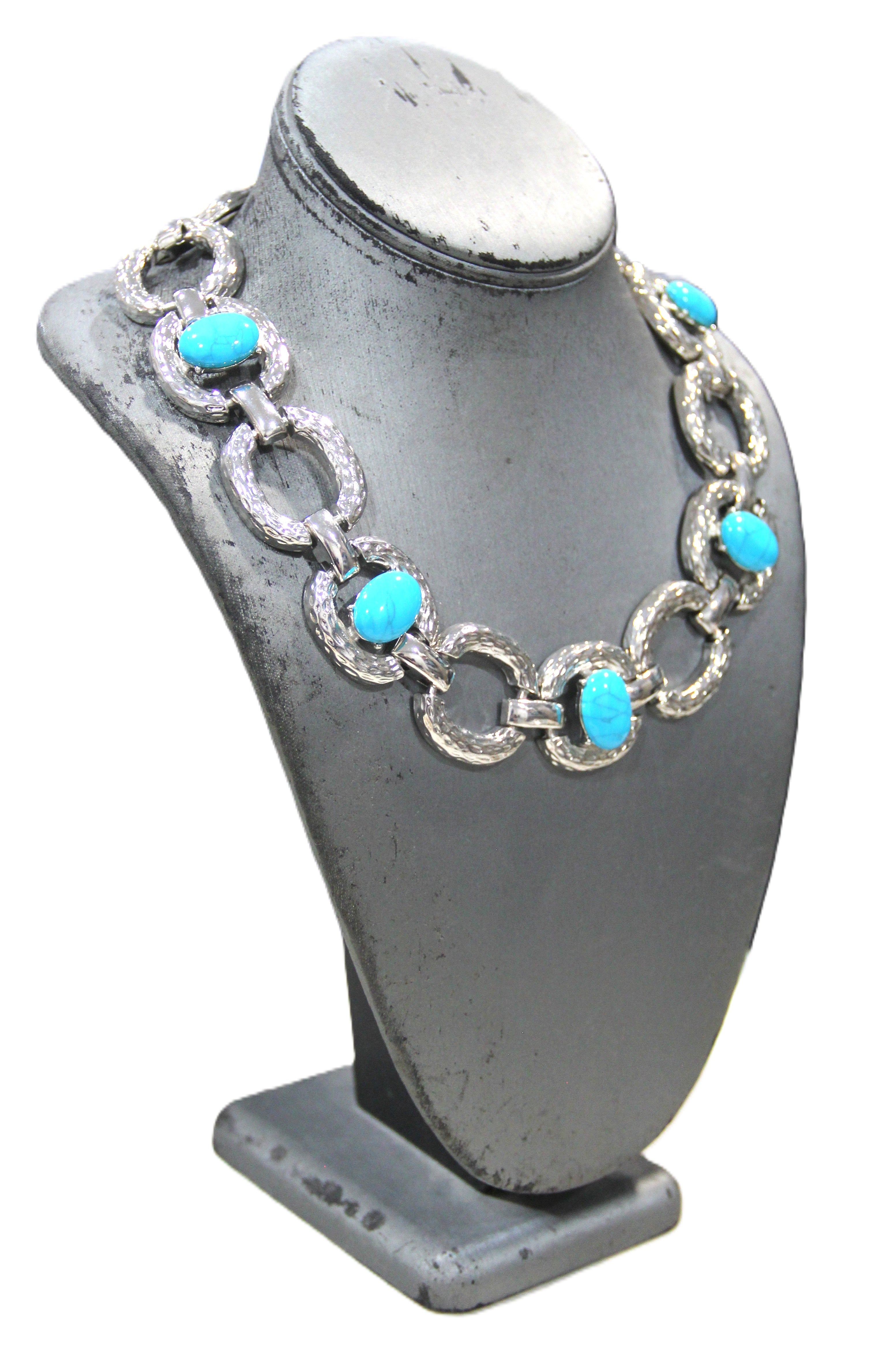GRAZIANO DEAD STOCK TURQUOISE CABOCHON ACCENT NECKLACE