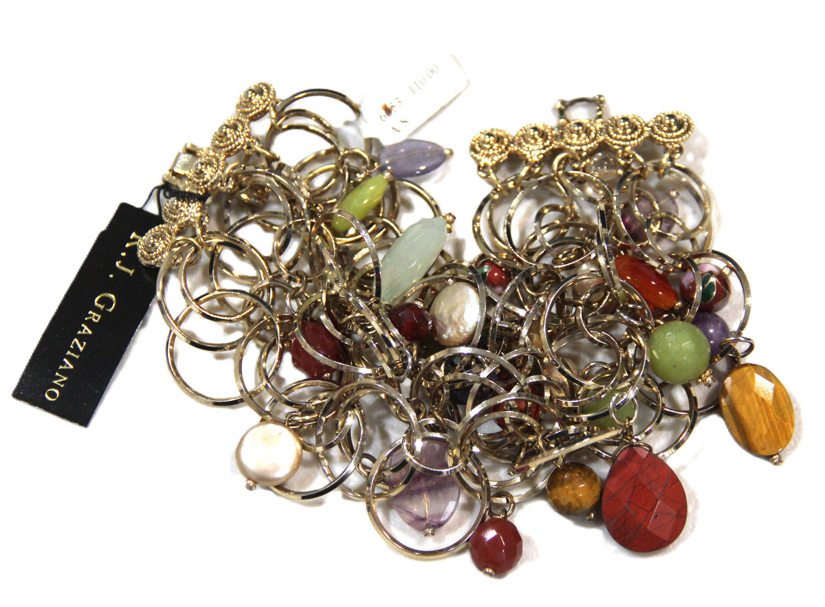 GRAZIANO DEAD STOCK PEARL & GEMSTONE CHARM BRACELET