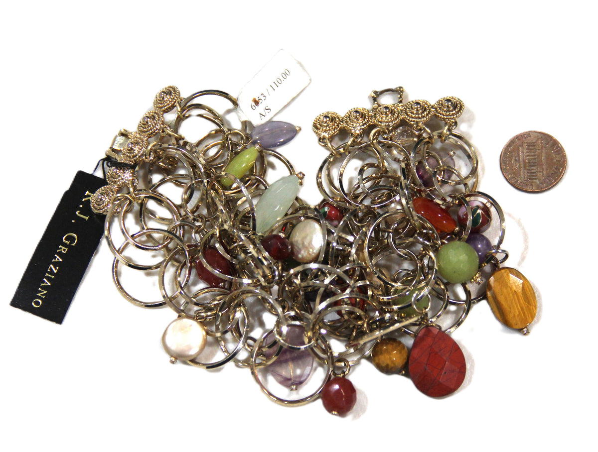 GRAZIANO DEAD STOCK PEARL & GEMSTONE CHARM BRACELET