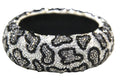 GRAZIANO DEAD STOCK HAND BEADED LEOPARD PRINT BANGLE BRACELET - SILVER