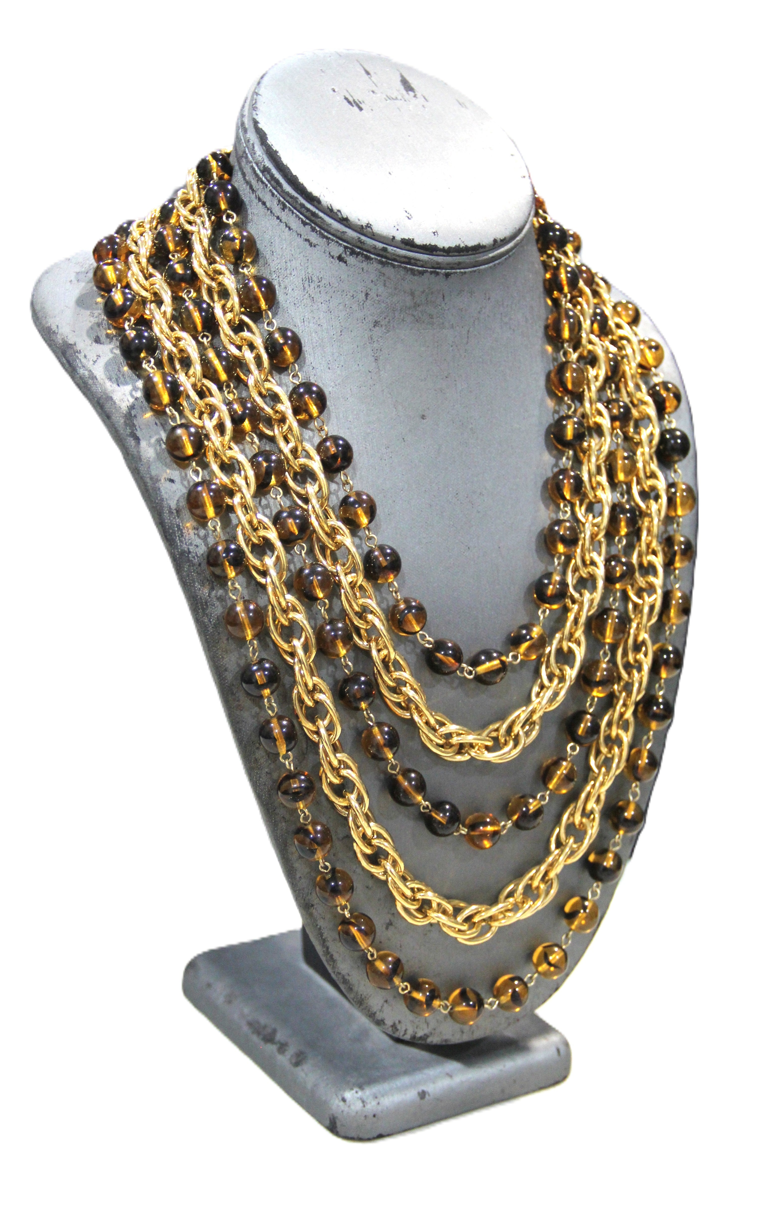 THE BEST GRAZIANO GLASS BEAD & CHAIN STATEMENT NECKLACE