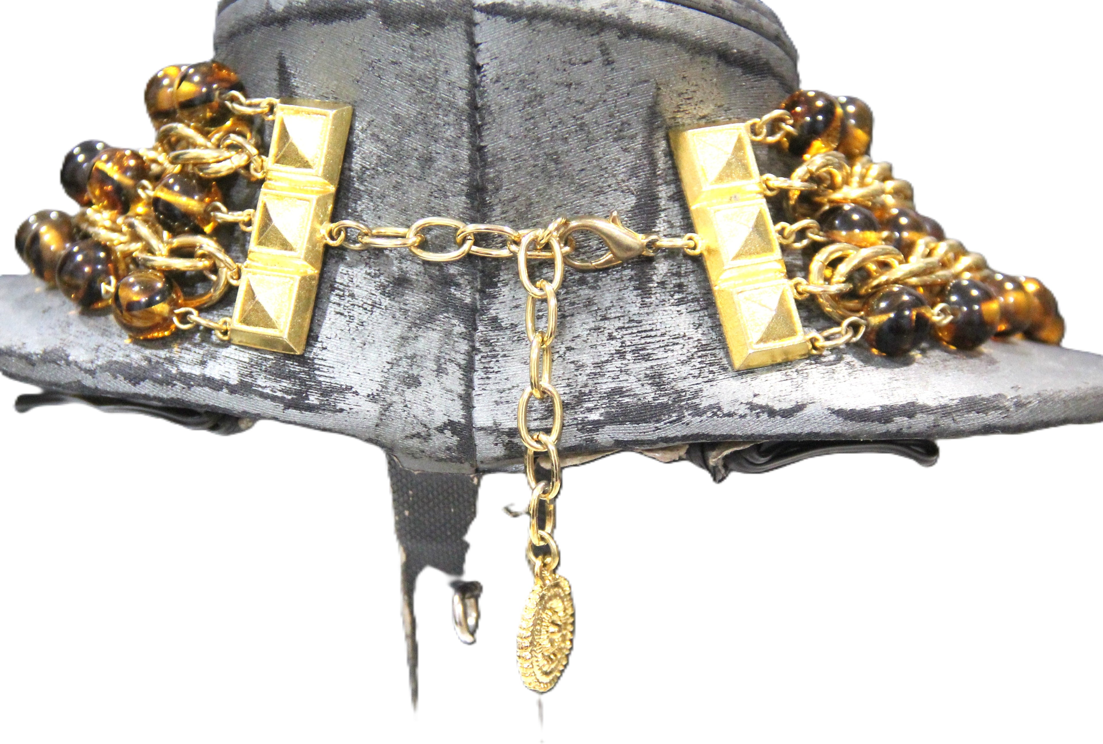 THE BEST GRAZIANO GLASS BEAD & CHAIN STATEMENT NECKLACE