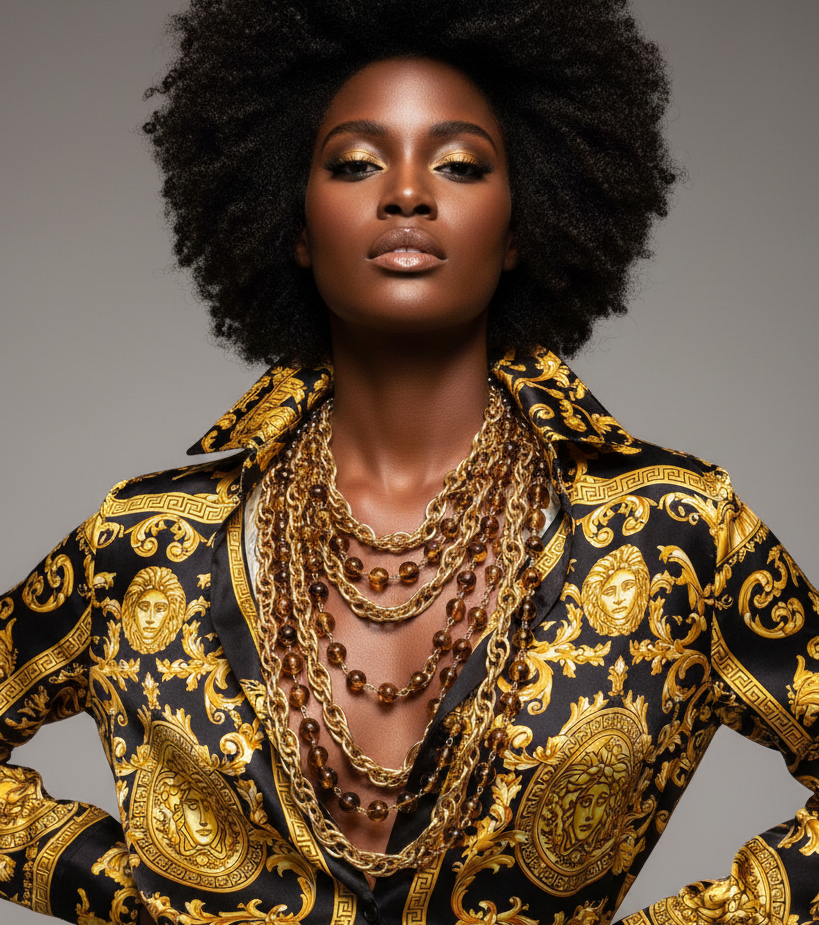 THE BEST GRAZIANO GLASS BEAD & CHAIN STATEMENT NECKLACE