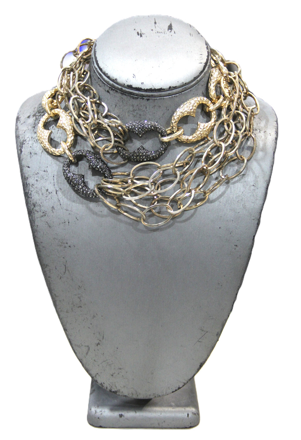 GRAZIANO DEAD STOCK MARINER & CHAIN LINK STATEMENT NECKLACE