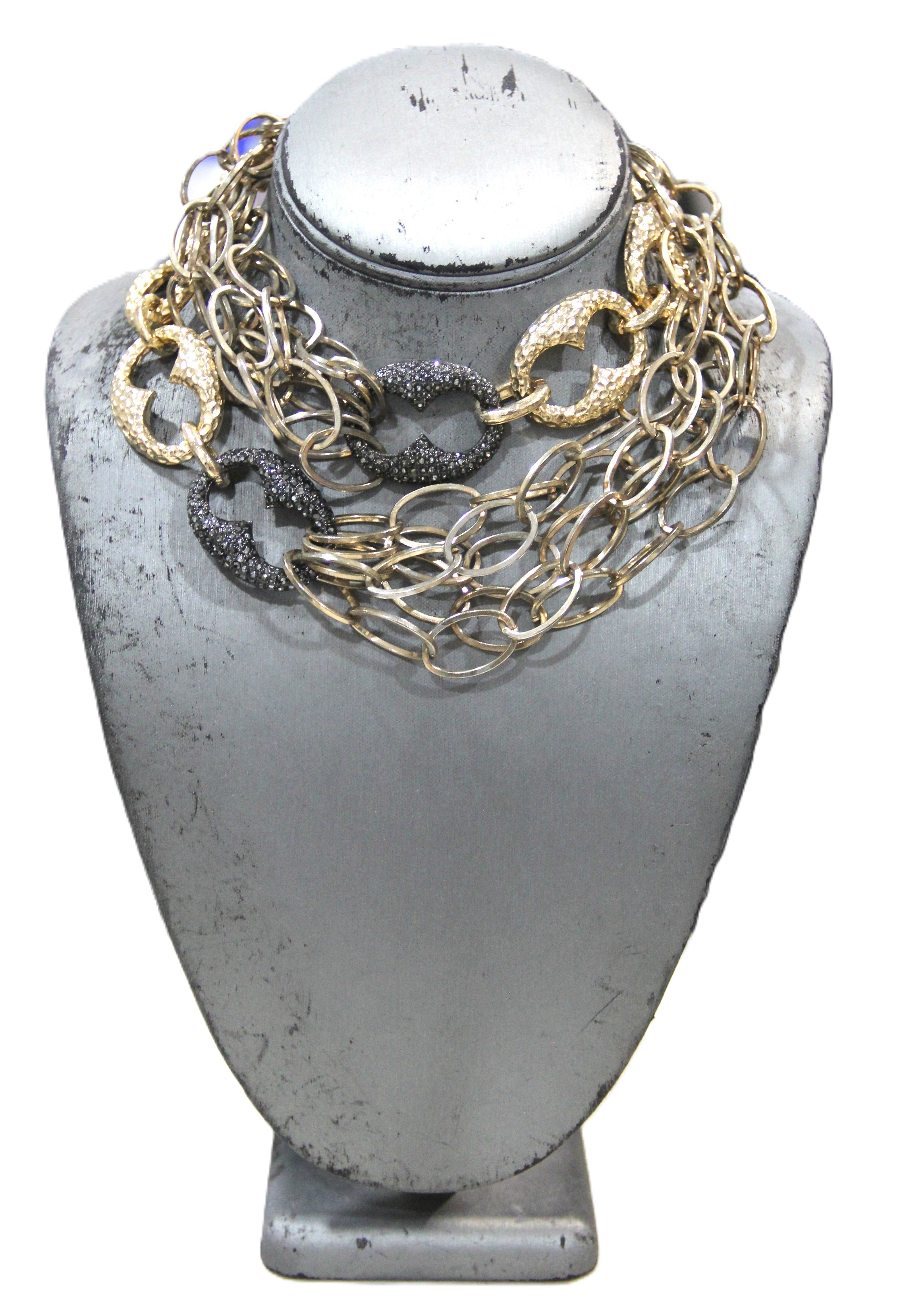 GRAZIANO DEAD STOCK MARINER & CHAIN LINK STATEMENT NECKLACE