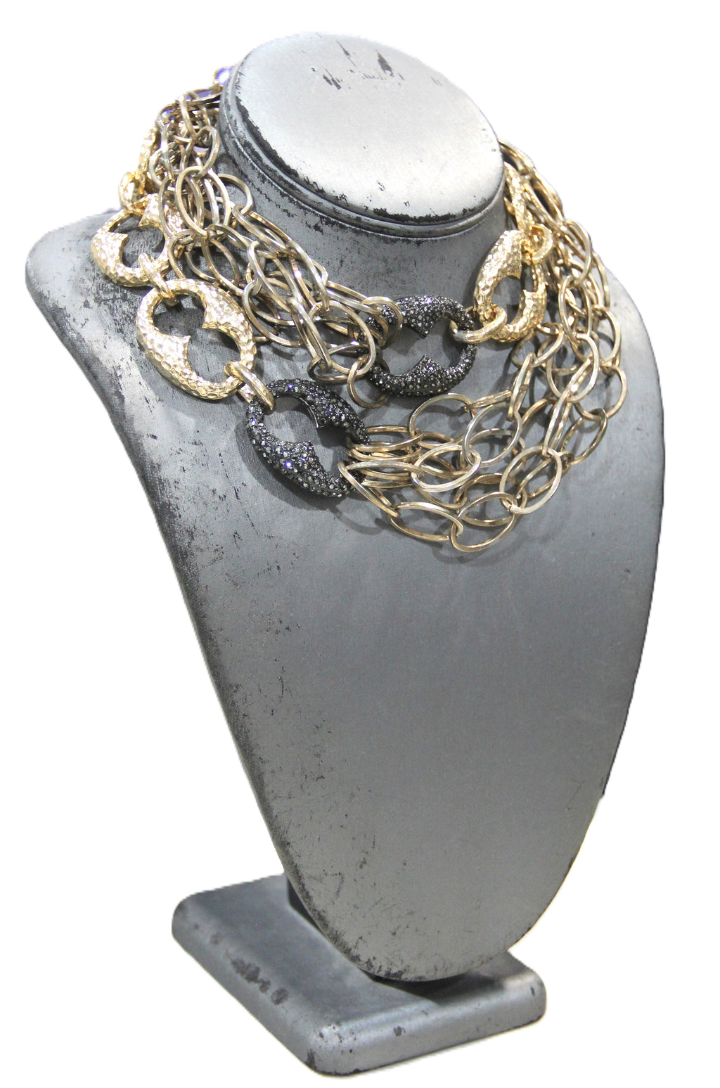 GRAZIANO DEAD STOCK MARINER & CHAIN LINK STATEMENT NECKLACE