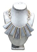 DEAD STOCK GRAZIANO MARBLED GREY RESIN STATEMENT NECKLACE