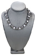GRAZIANO DEAD STOCK GUN METAL & HAND SET RHINESTONE CHAIN NECKLACE