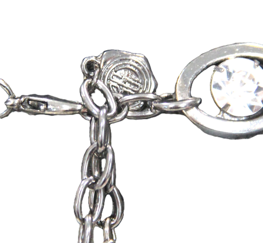GRAZIANO DEAD STOCK GUN METAL & HAND SET RHINESTONE CHAIN NECKLACE