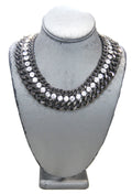 GRAZIANO DEAD STOCK HEAVY CURBED CHAIN & RHINESTONE STATEMENT NECKLACE - BLACK 