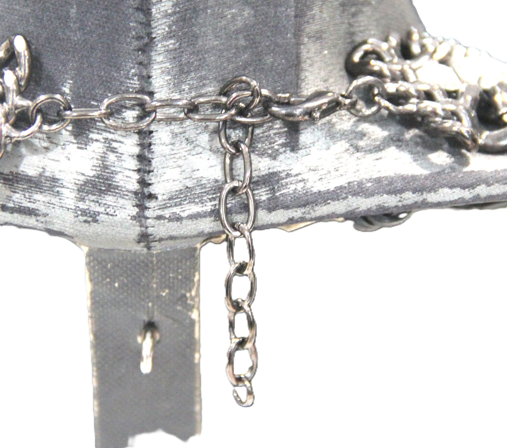 GRAZIANO DEAD STOCK HEAVY CURBED CHAIN & RHINESTONE STATEMENT NECKLACE - BLACK 