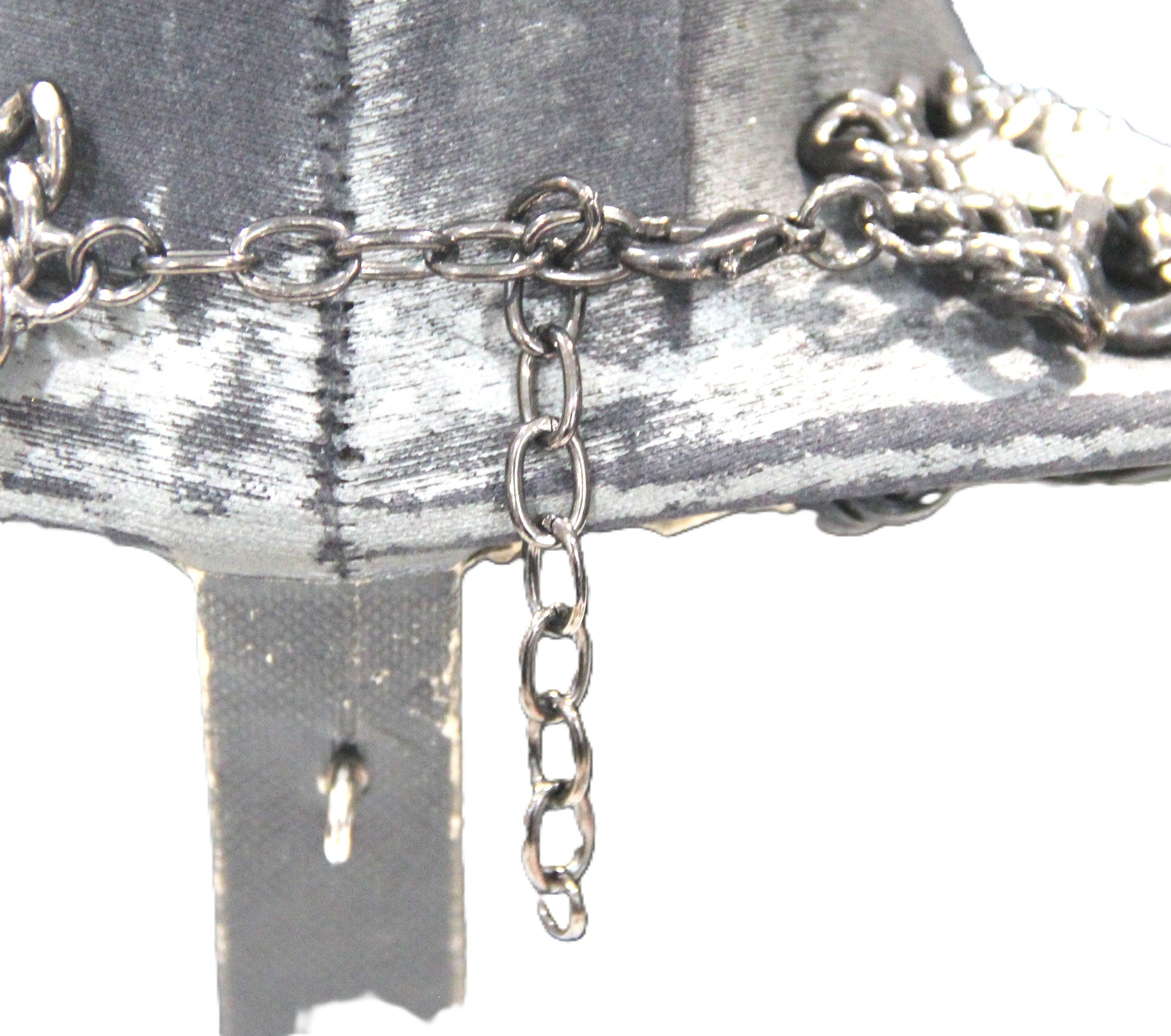 GRAZIANO DEAD STOCK HEAVY CURBED CHAIN & RHINESTONE STATEMENT NECKLACE - BLACK 