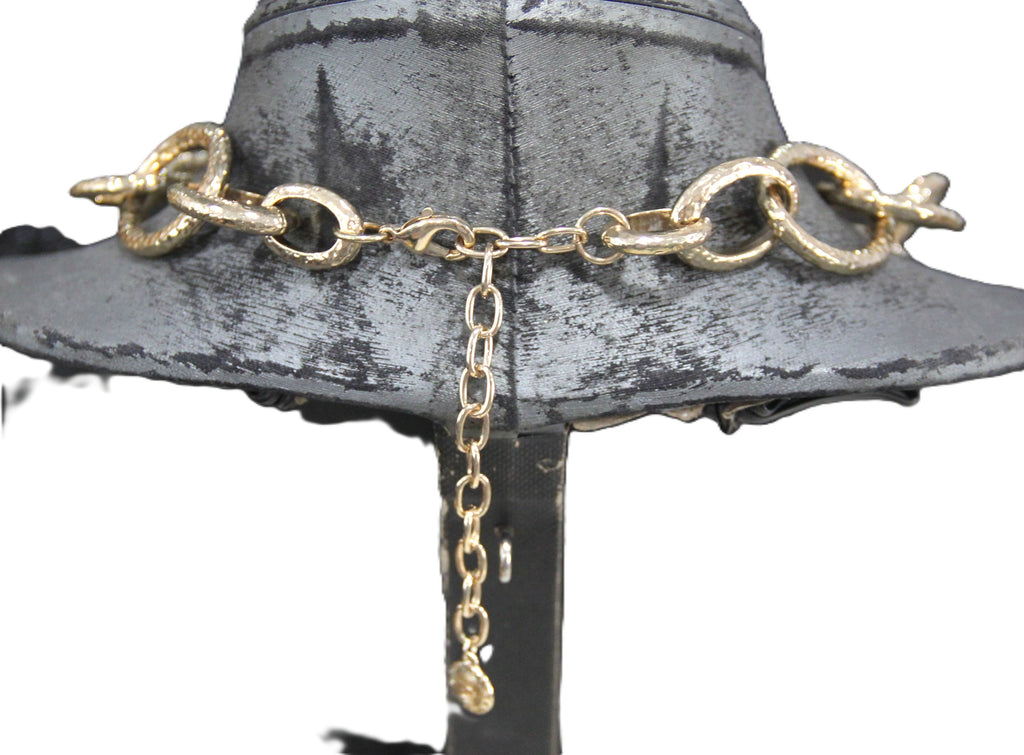 GRAZIANO HAMMERED GOLD CHAIN WITH BLACK CRYSTAL PAVE