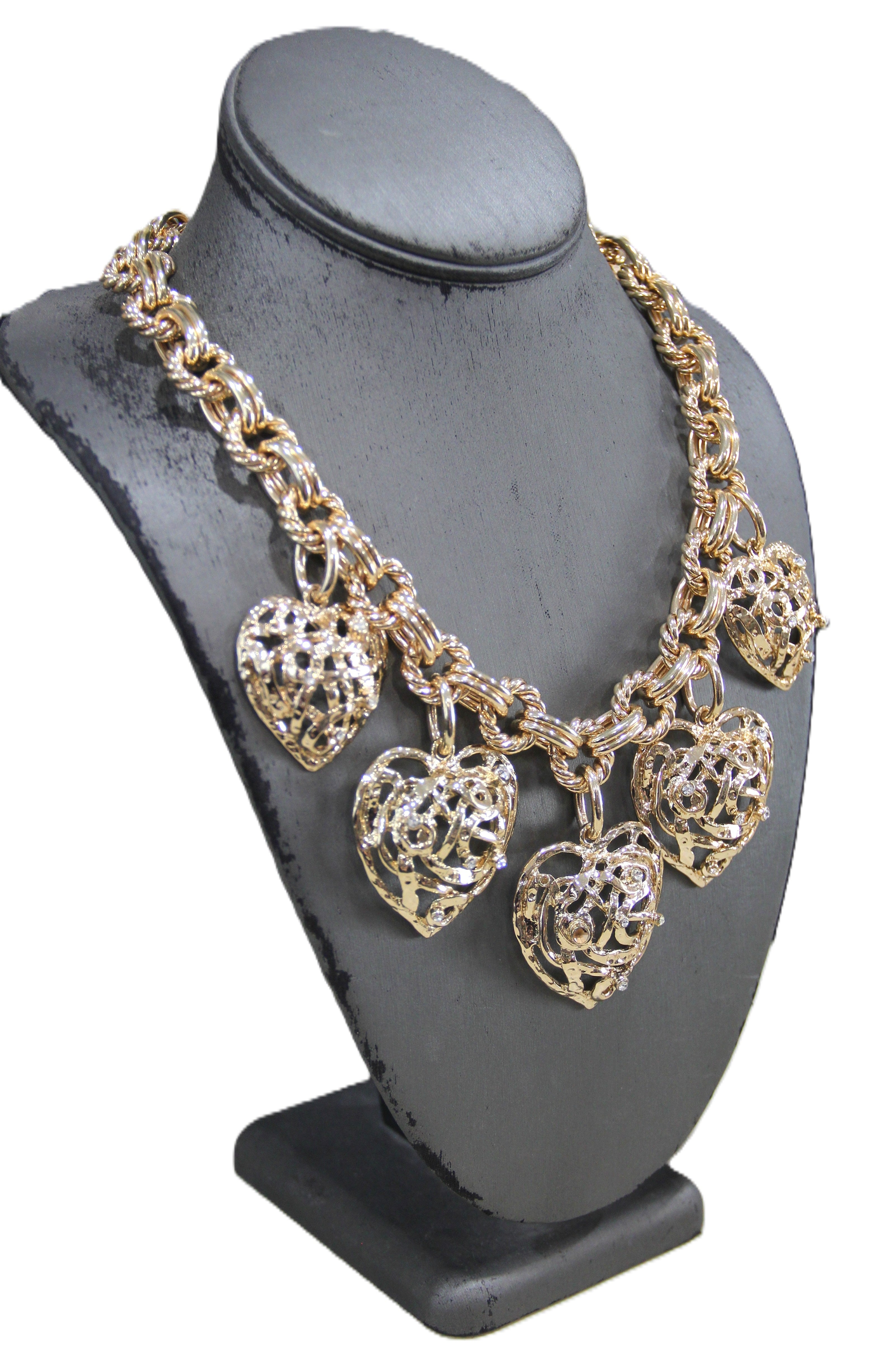 Graziano 80's heart charm vintage necklace