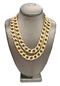 Graziano multi curbed chain necklace with green enamel