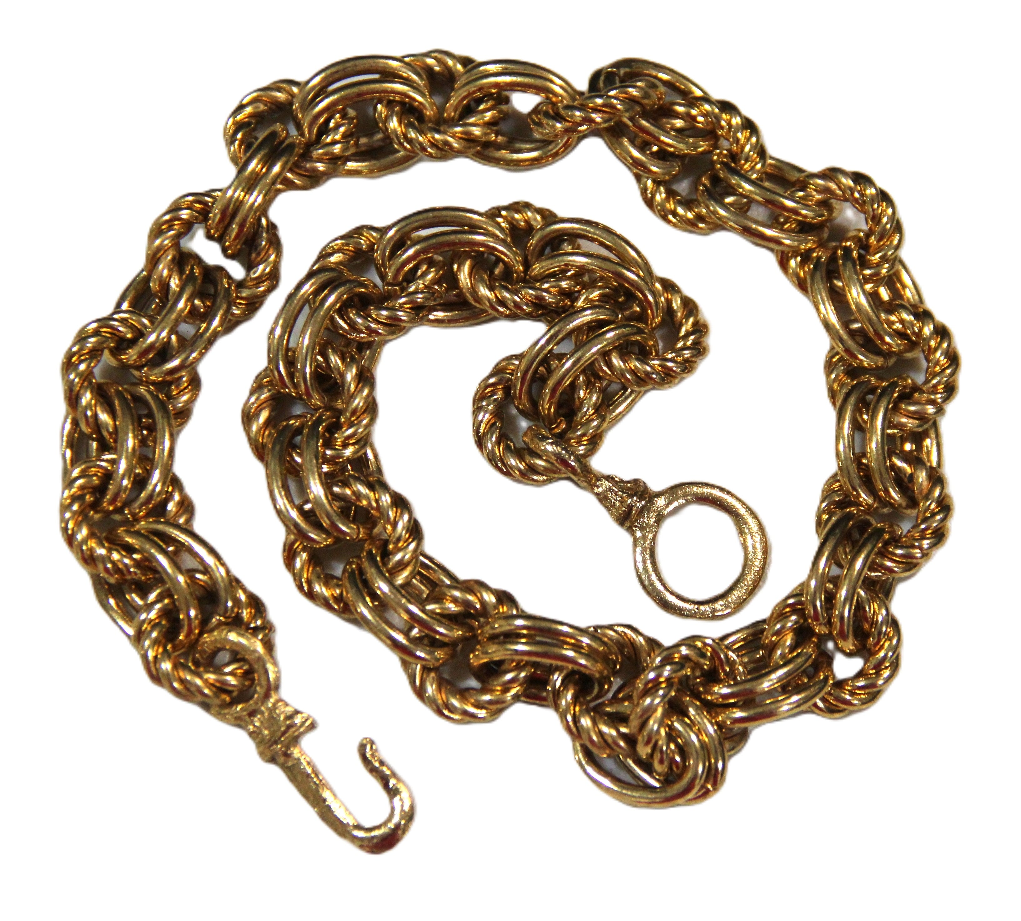 GRAZIANO HEAVY WEIGHT GOLD DOUBLE LINK & ROPED CIRCLE CHAIN NECKLACE