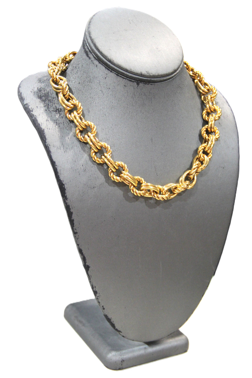 GRAZIANO HEAVY WEIGHT GOLD DOUBLE LINK & ROPED CIRCLE CHAIN NECKLACE