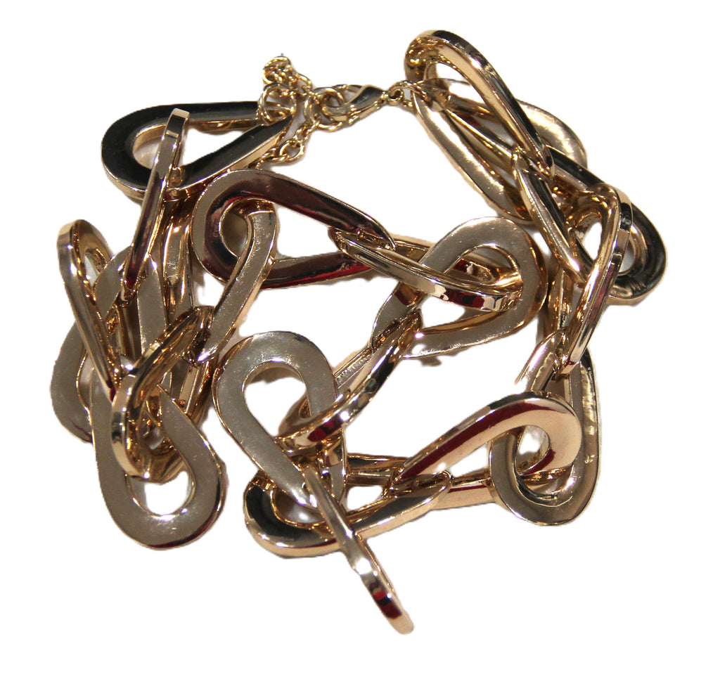 GRAZIANO TEAR DROP LINK POLISHED GOLD STATEMENT CHAIN NECKLACE
