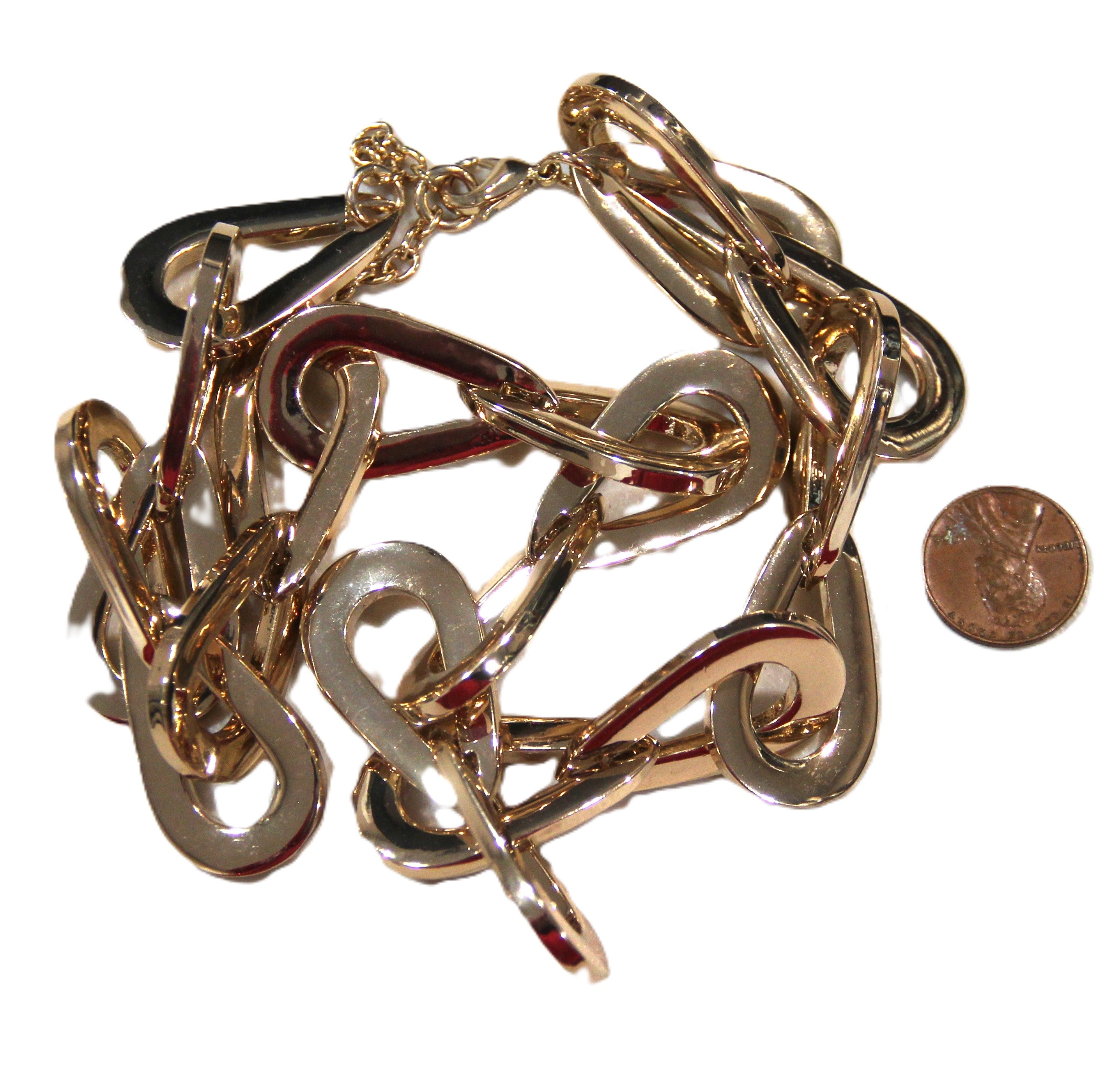GRAZIANO TEAR DROP LINK POLISHED GOLD STATEMENT CHAIN NECKLACE