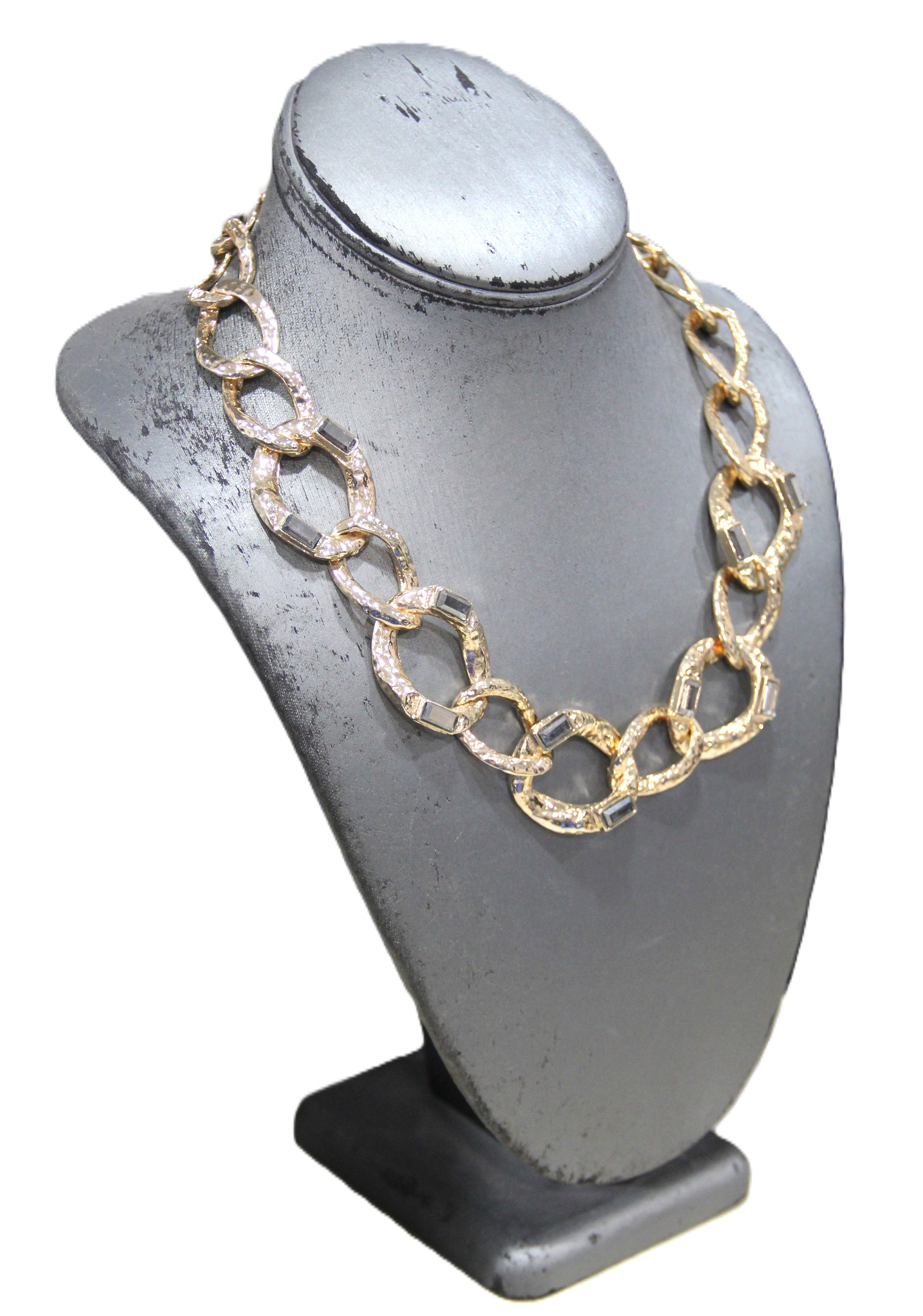 Graziano dead stock curbed chain with baguette accents