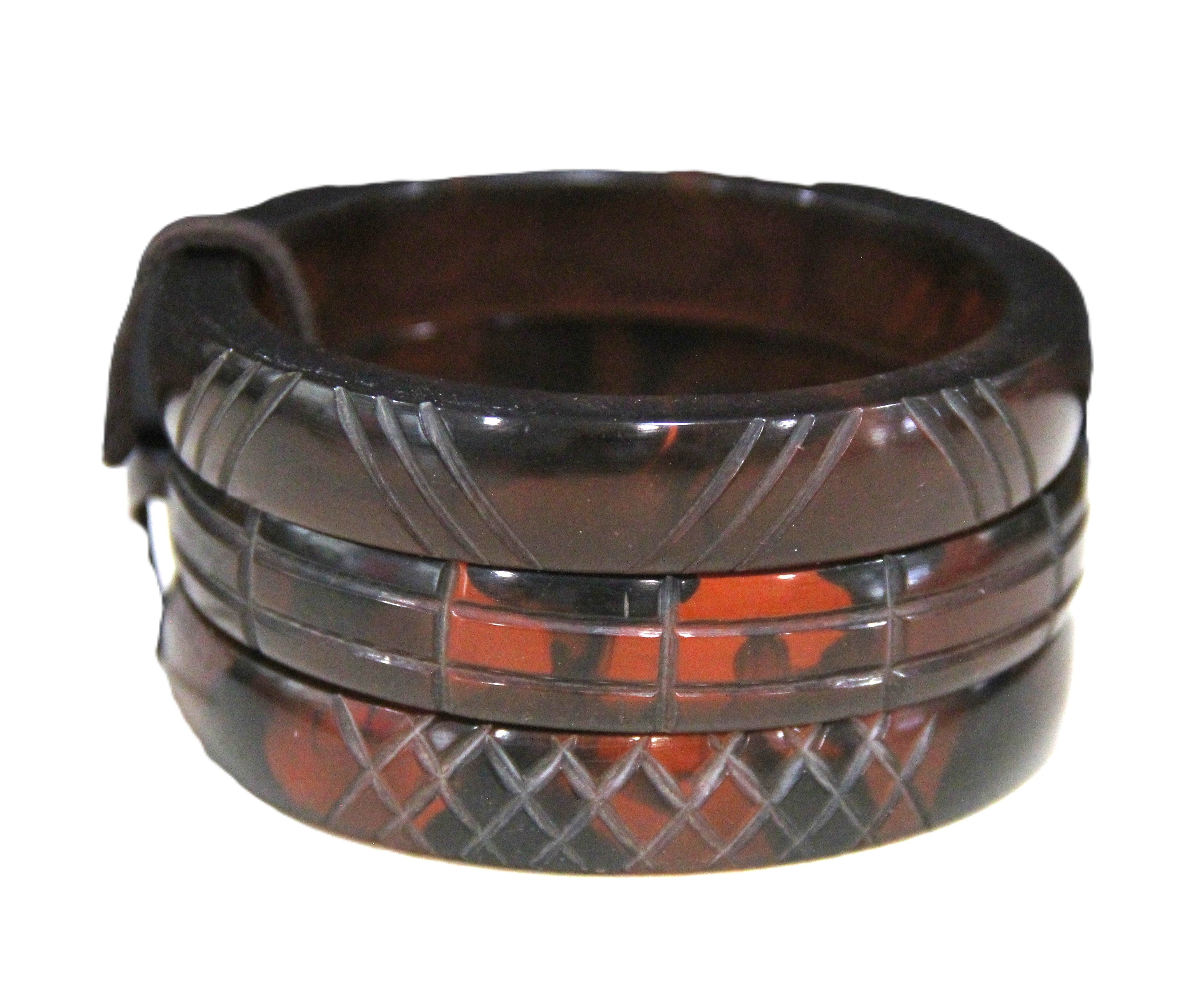 GRAZIANO DEAD STOCK ROOT BEER RESIN BANGLE BRACELET STACK