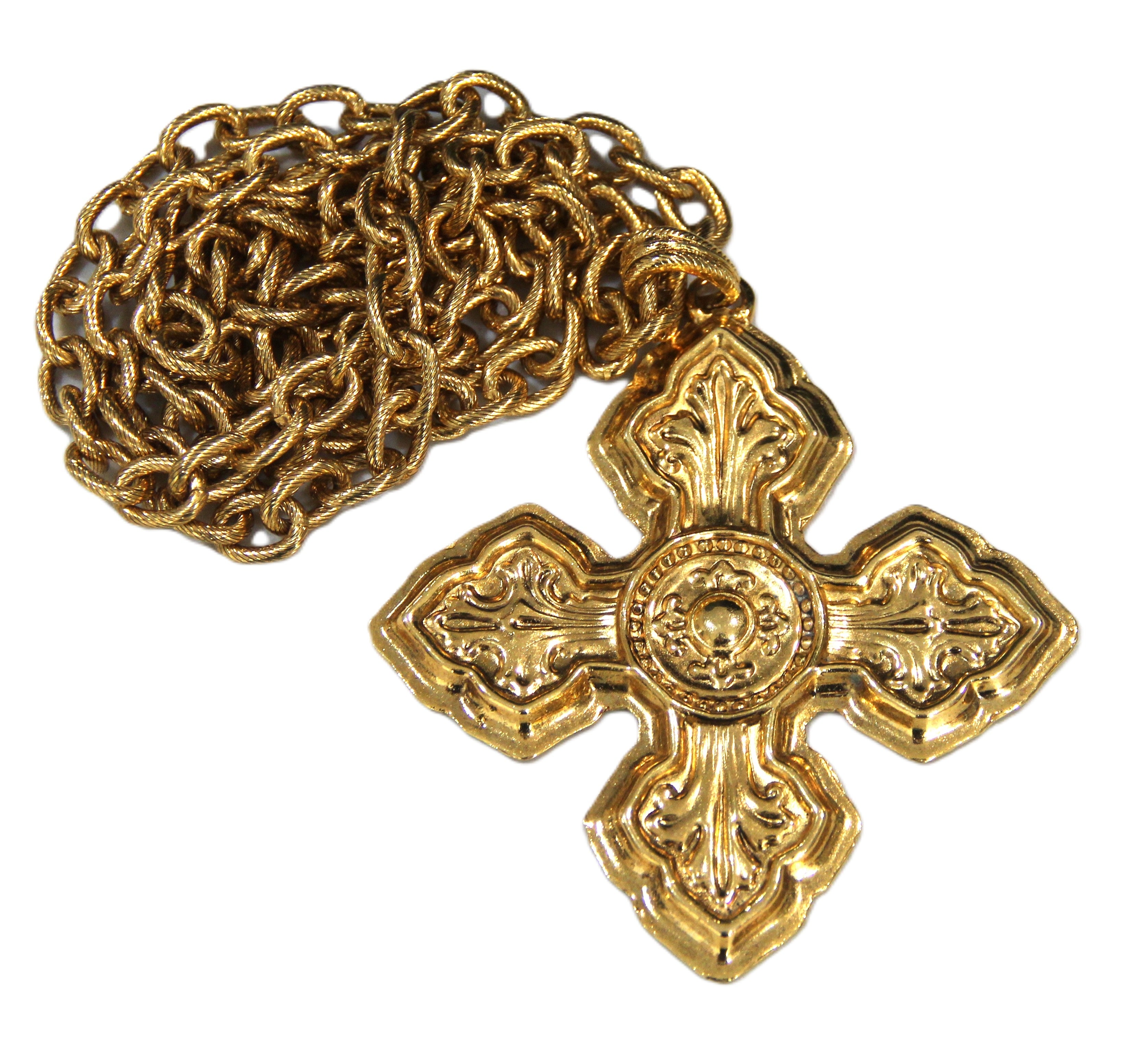 GRAZIANO DEAD STOCK MONUMENTAL GOLD CROSS STATEMENT NECKLACE