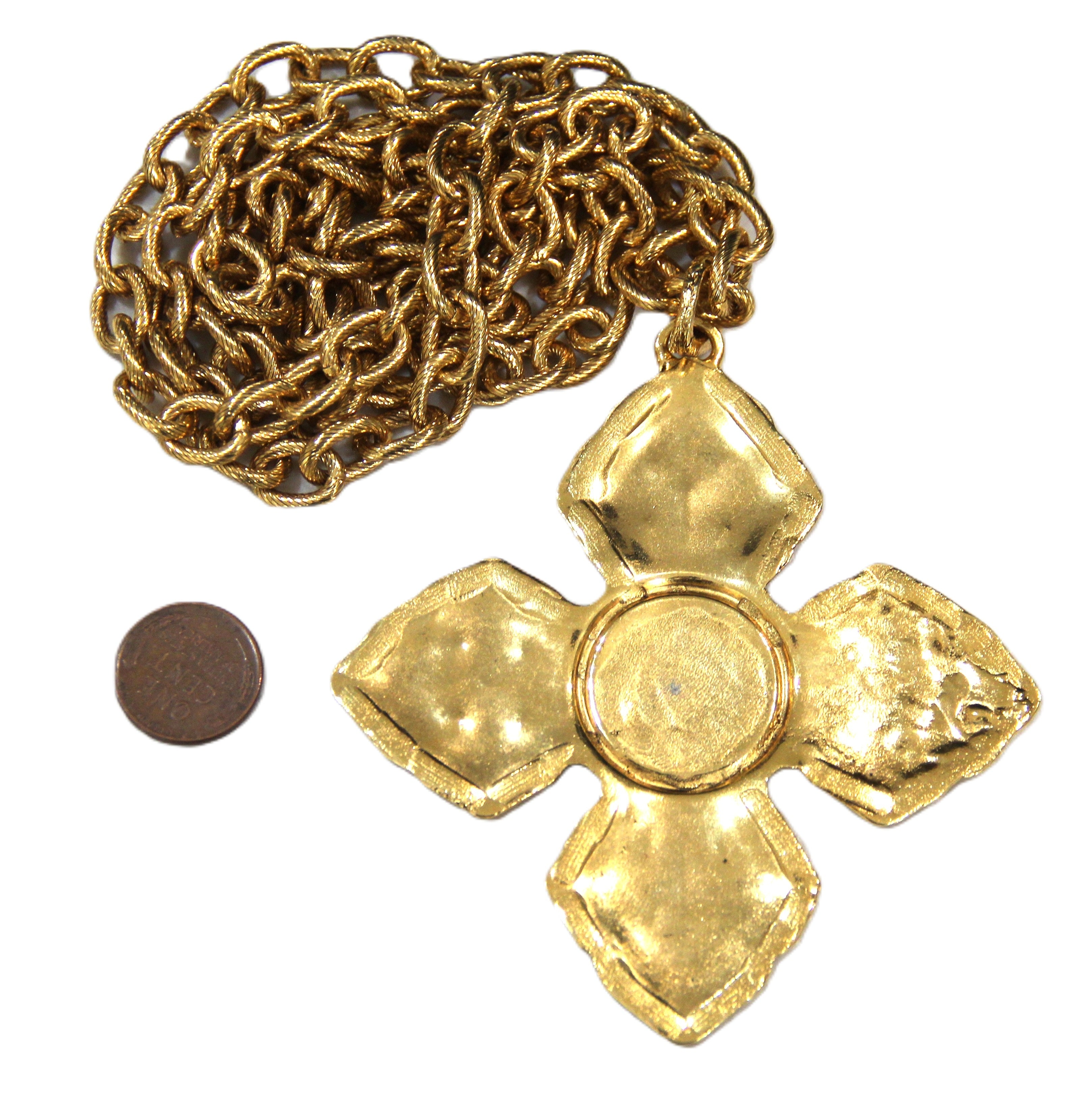 GRAZIANO DEAD STOCK MONUMENTAL GOLD CROSS STATEMENT NECKLACE