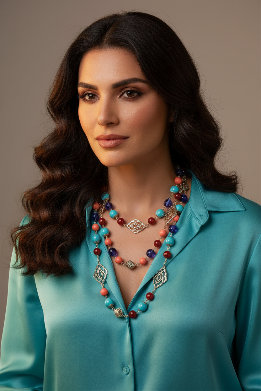 Graziano dead stock glass bead necklace