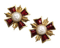 GRAZIANO DEAD STOCK MALTESE CROSS EARRINGS