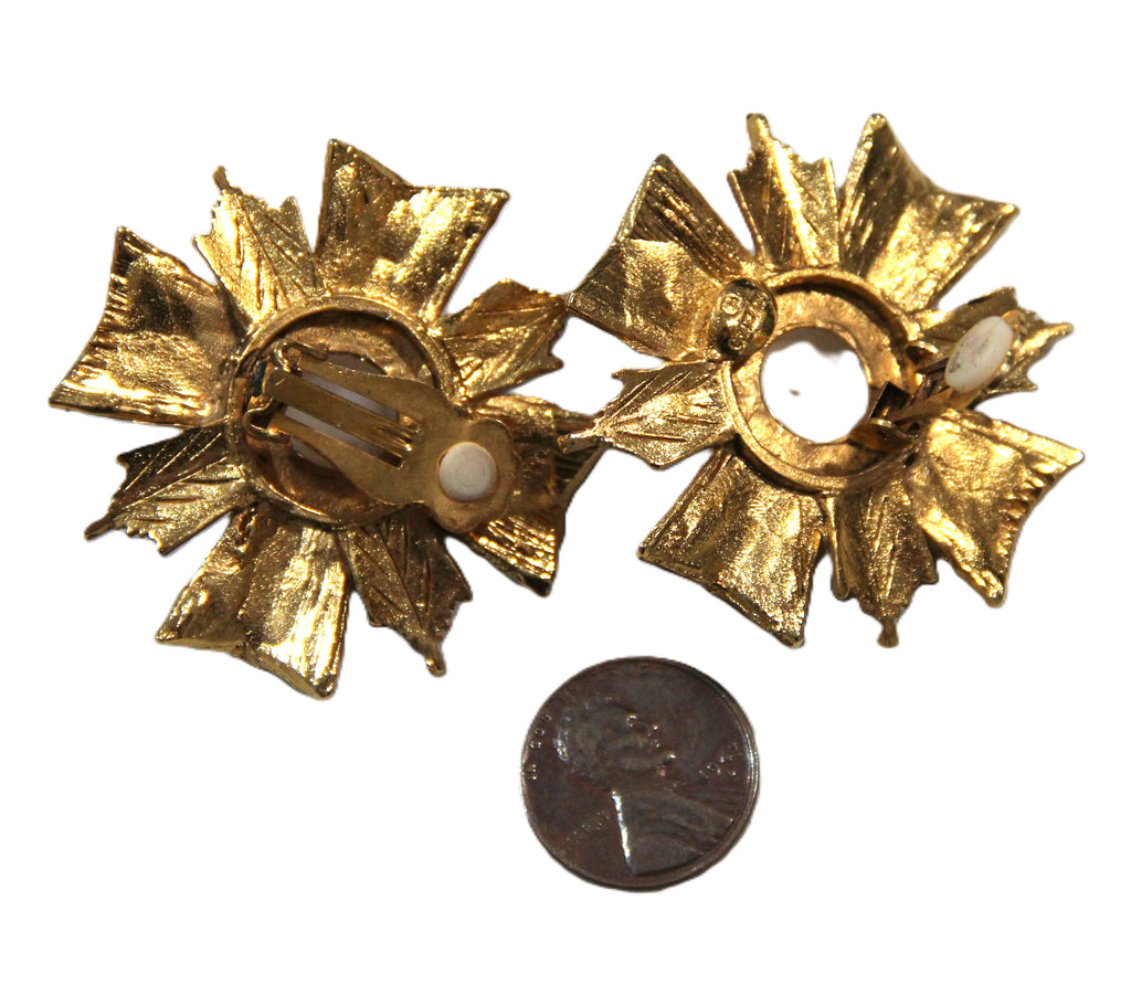 GRAZIANO DEAD STOCK MALTESE CROSS EARRINGS