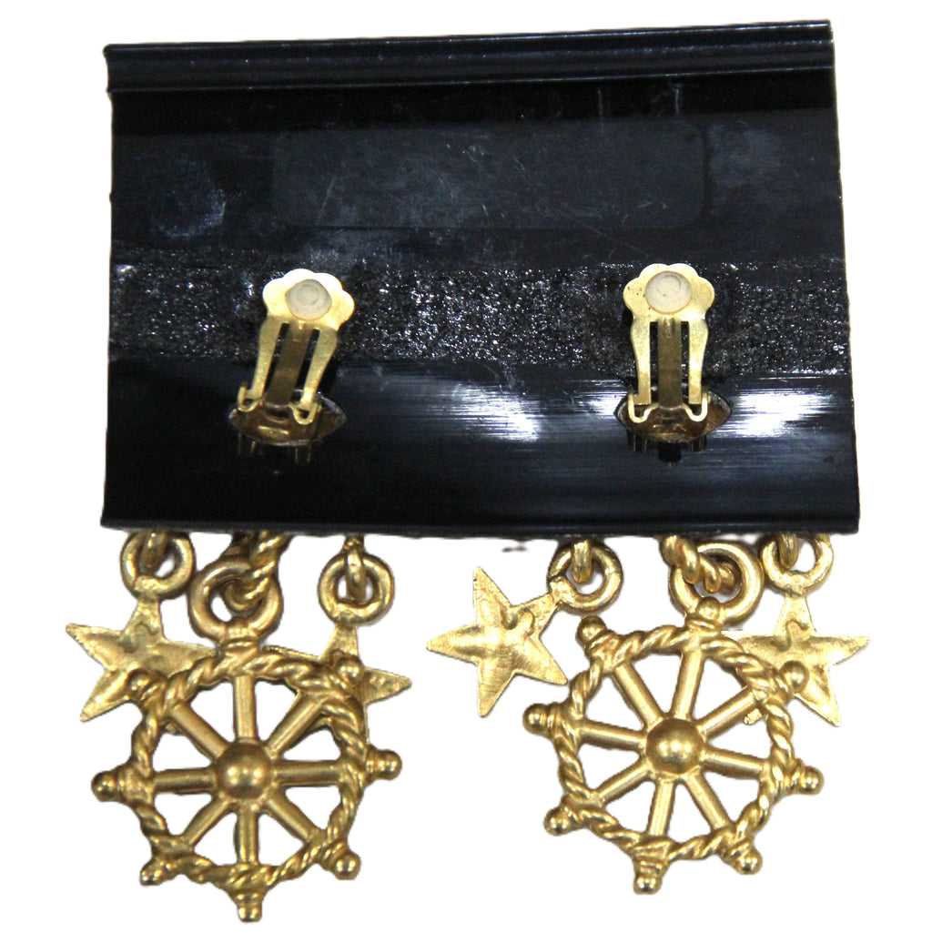 GRAZIANO 80'S DEAD STOCK MATTE GOLD NAUTICAL STATEMENT EARRINGS