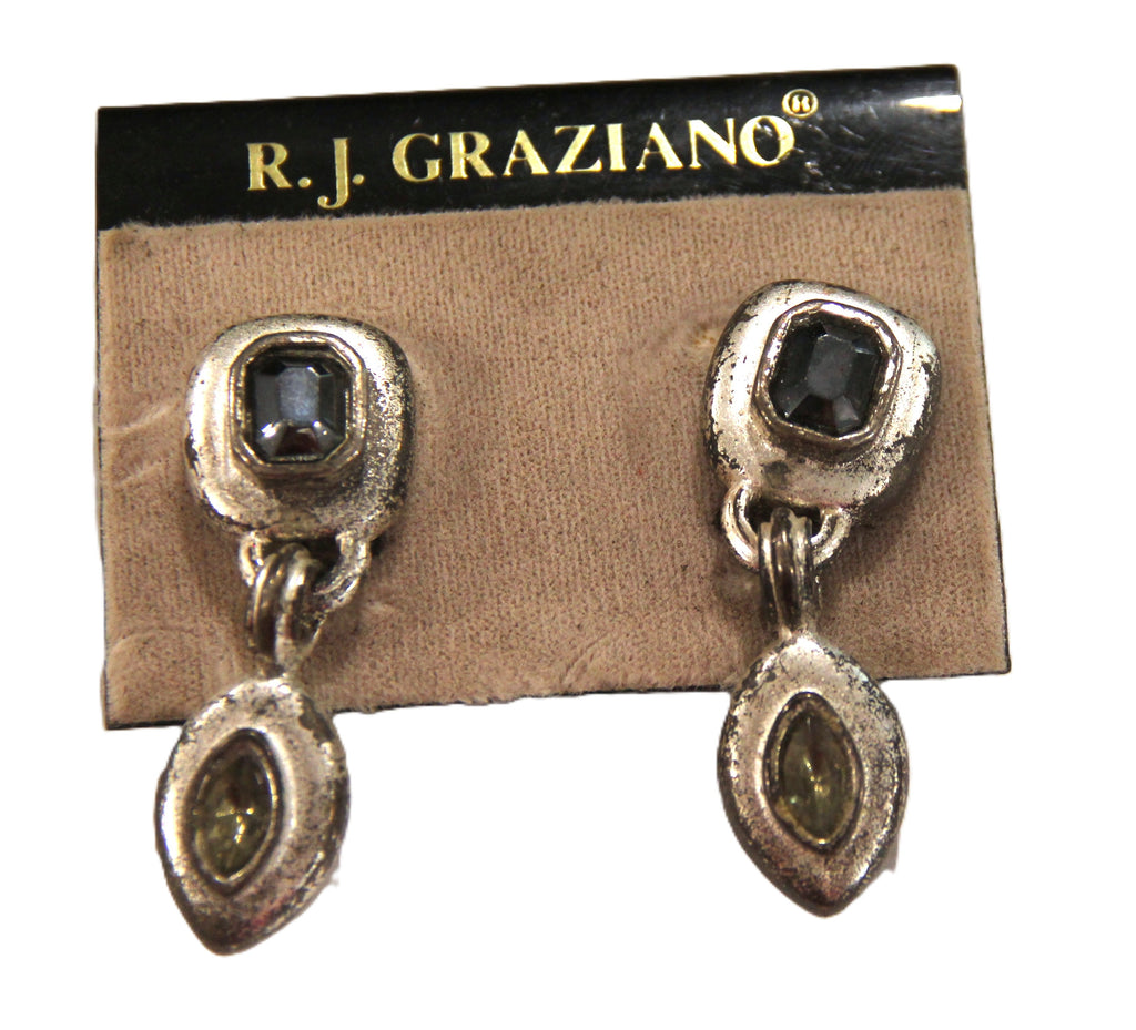 GRAZIANO DISTRESSED MATTE SILVER DANGLE CROSS EARRINGS