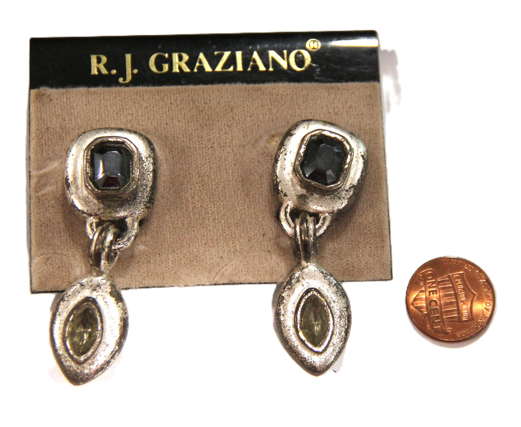GRAZIANO DISTRESSED MATTE SILVER DANGLE CROSS EARRINGS