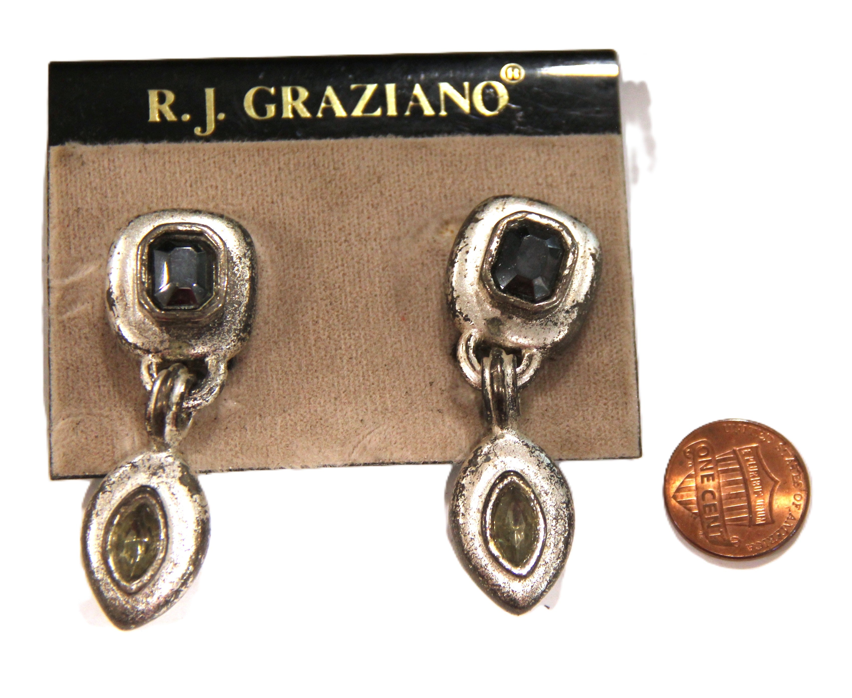 GRAZIANO DISTRESSED MATTE SILVER DANGLE CROSS EARRINGS