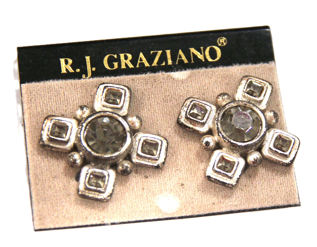 GRAZIANO DISTRESSED MATTE SILVER MALTESE CROSS EARRINGS