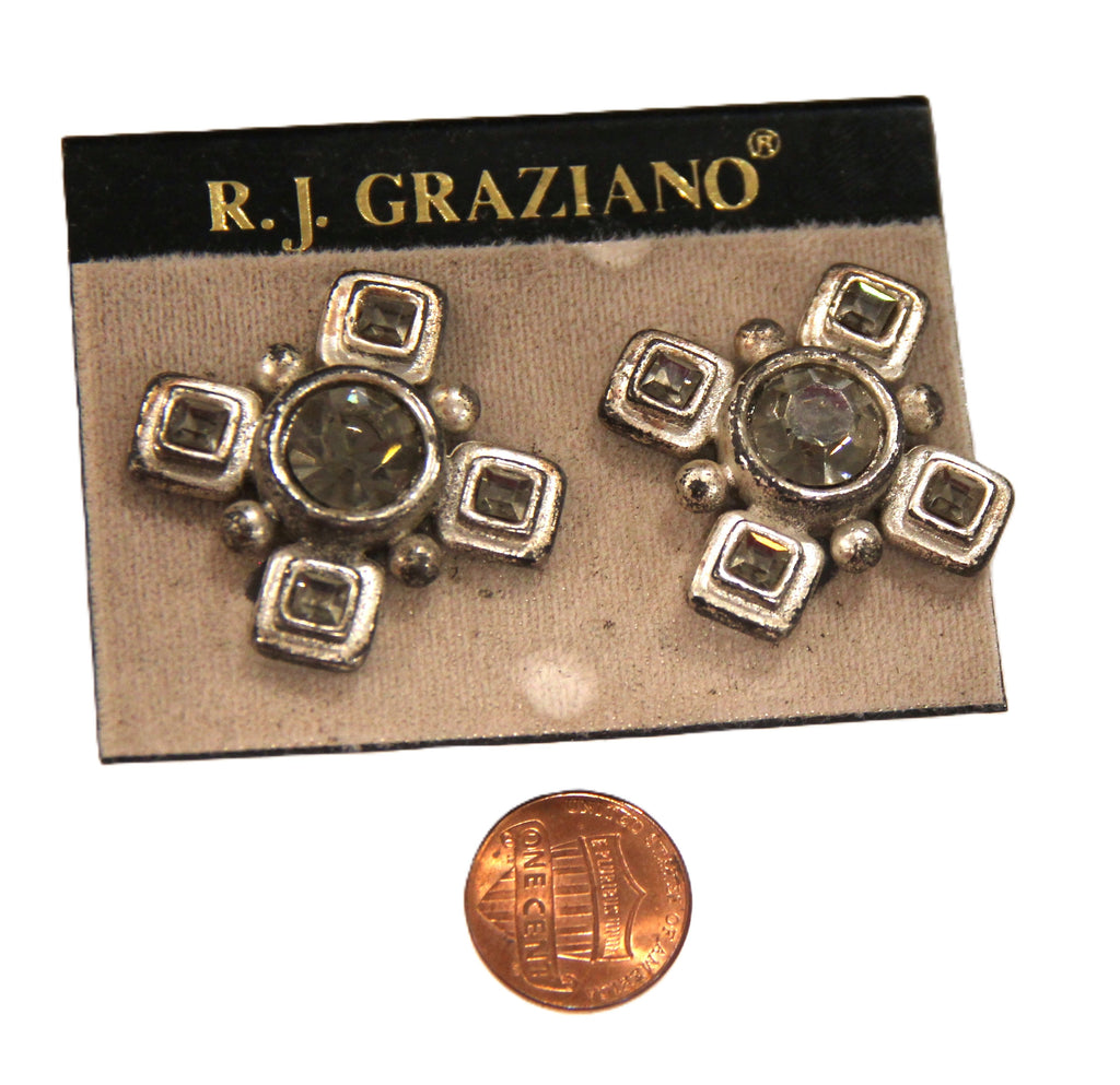 GRAZIANO DISTRESSED MATTE SILVER MALTESE CROSS EARRINGS