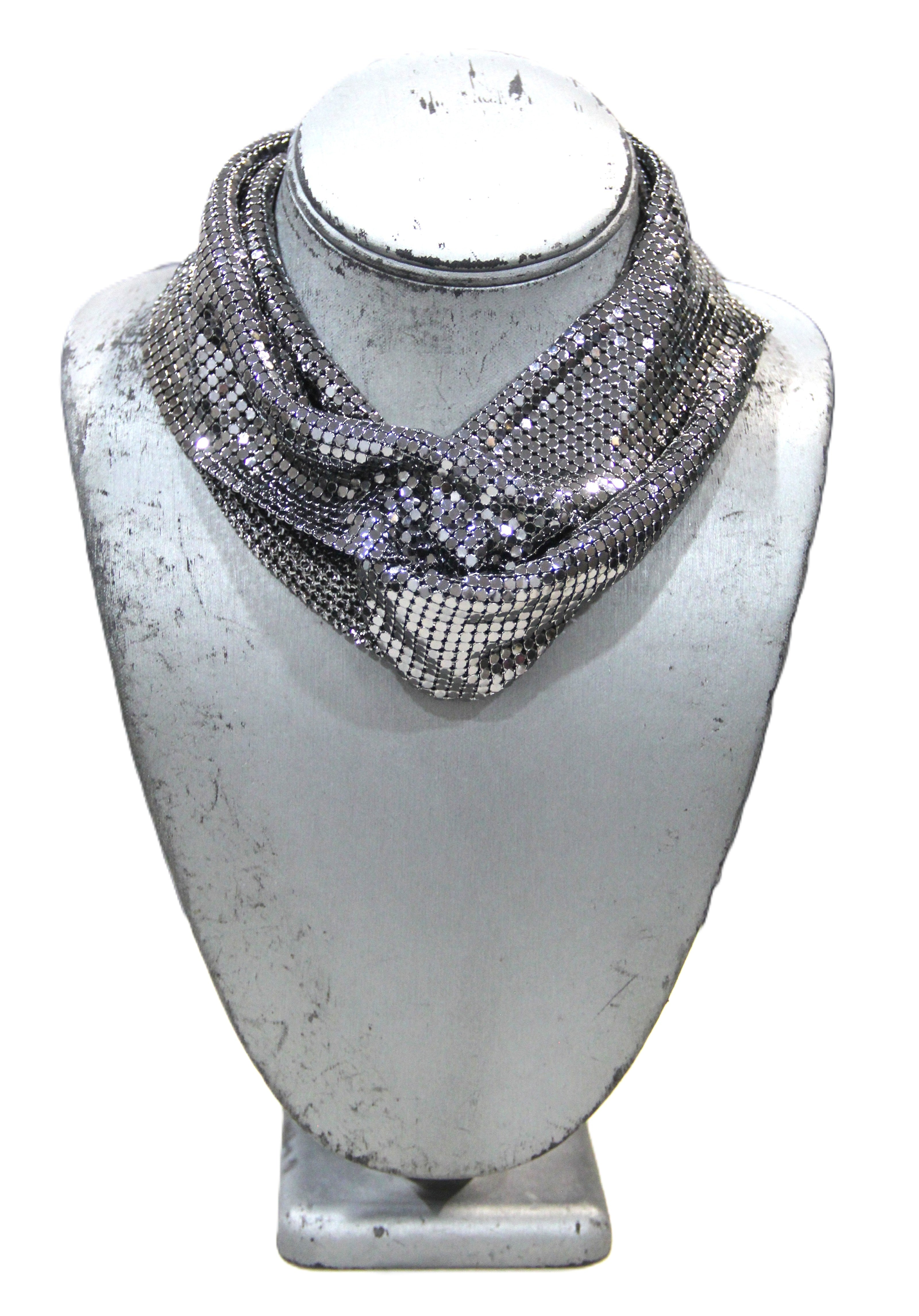 GRAZIANO DEAD STOCK MESH CHOKER SCARF NECKLACE (WHITING & DAVIS STYLE)