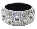 GRAZIANO DEAD STOCK SILVER METALLIC FLORAL BANGLE BRACELET