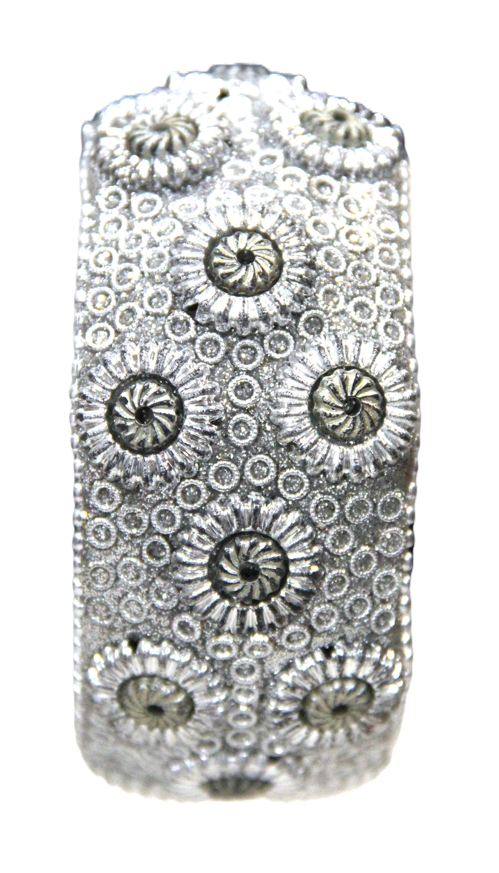 GRAZIANO DEAD STOCK SILVER METALLIC FLORAL BANGLE BRACELET