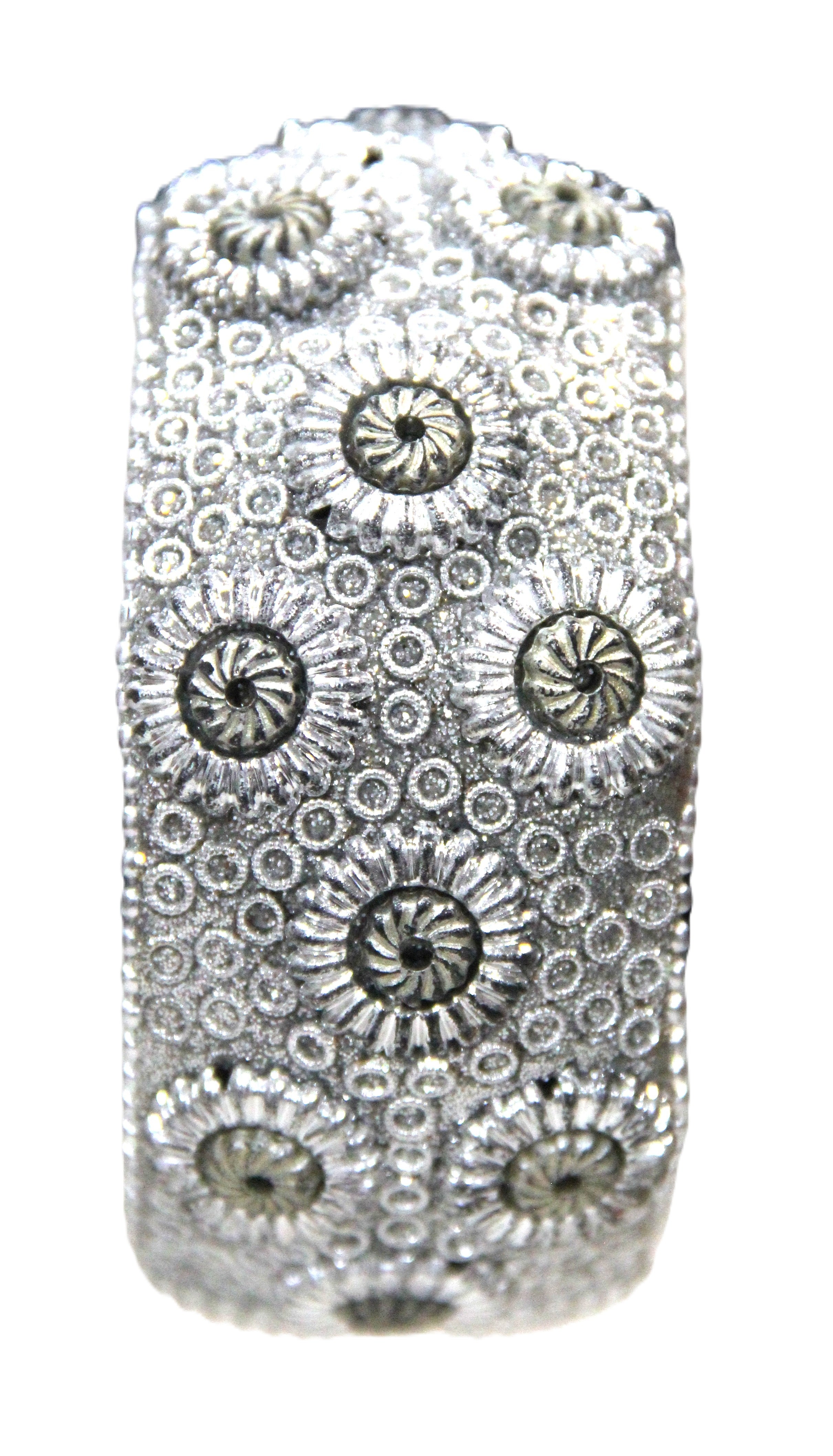 GRAZIANO DEAD STOCK SILVER METALLIC FLORAL BANGLE BRACELET