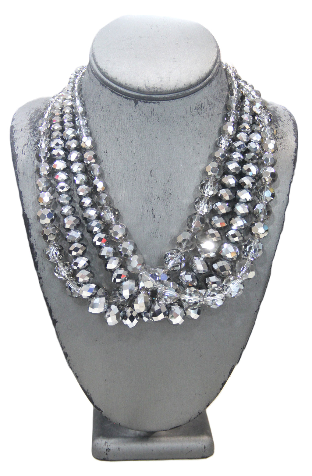 GRAZIANO DEAD STOCK VINTAGE FACETED GLASS MULTI STRAND NECKLACE