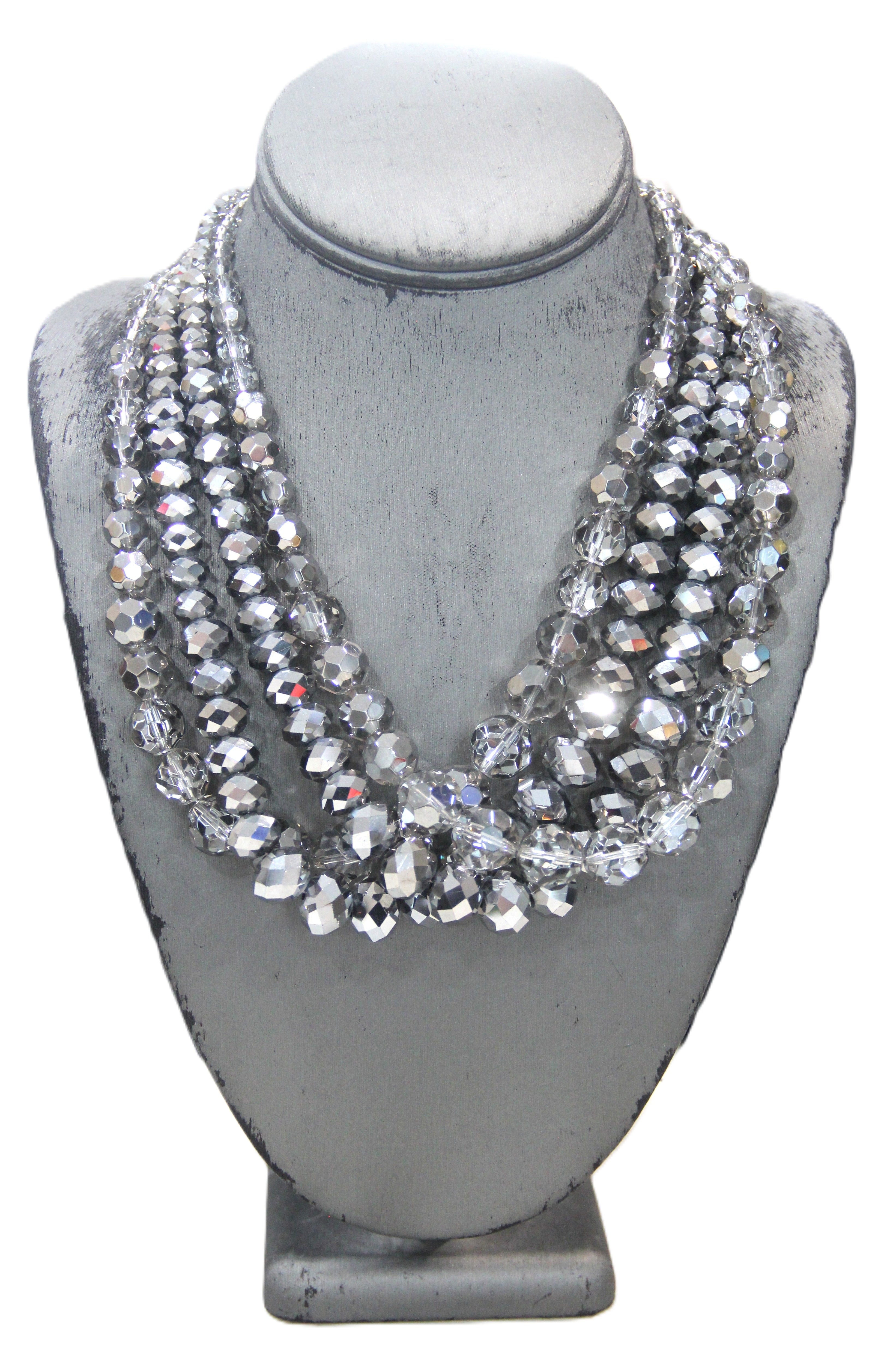 GRAZIANO DEAD STOCK VINTAGE FACETED GLASS MULTI STRAND NECKLACE