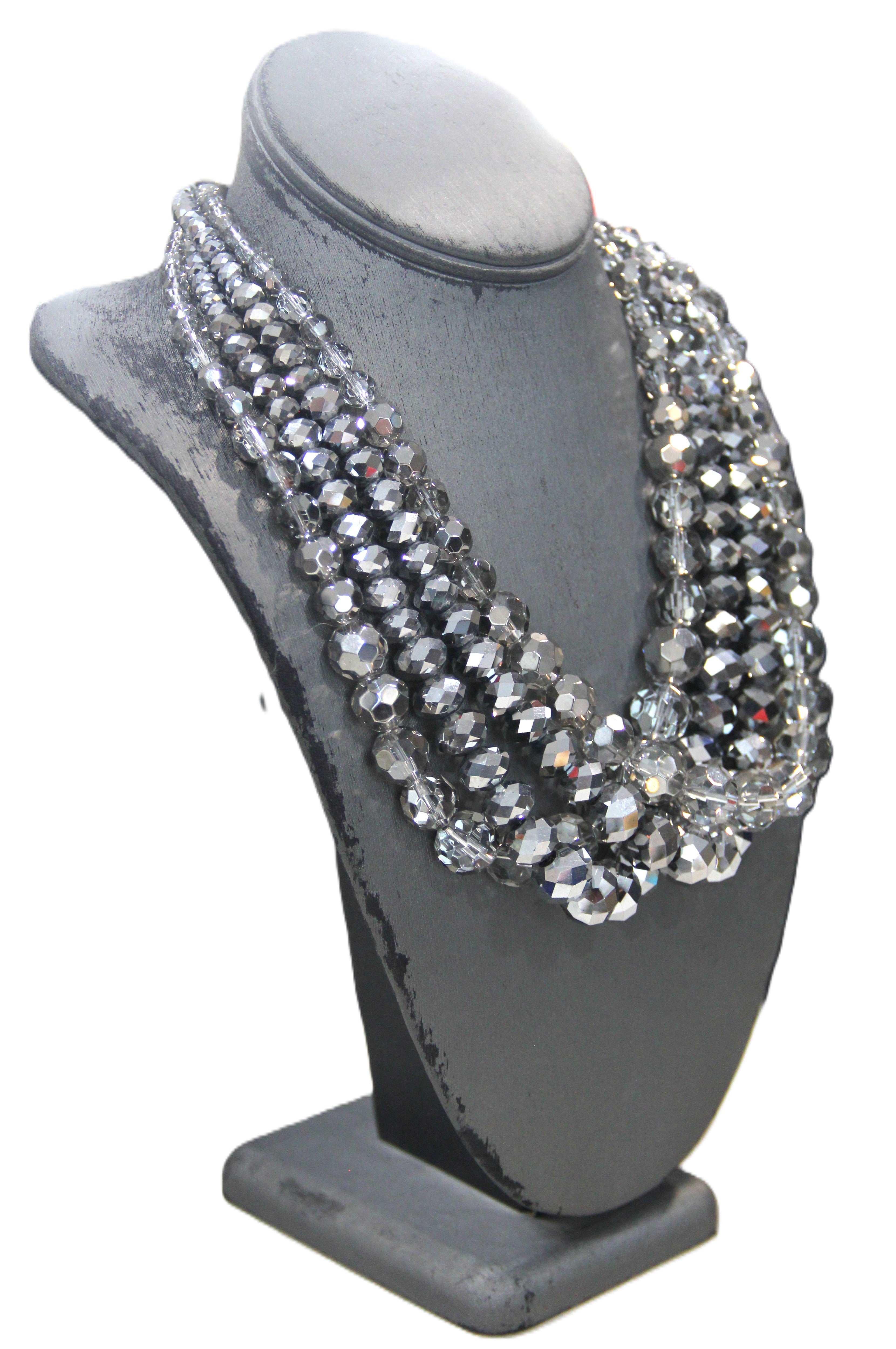 GRAZIANO DEAD STOCK VINTAGE FACETED GLASS MULTI STRAND NECKLACE