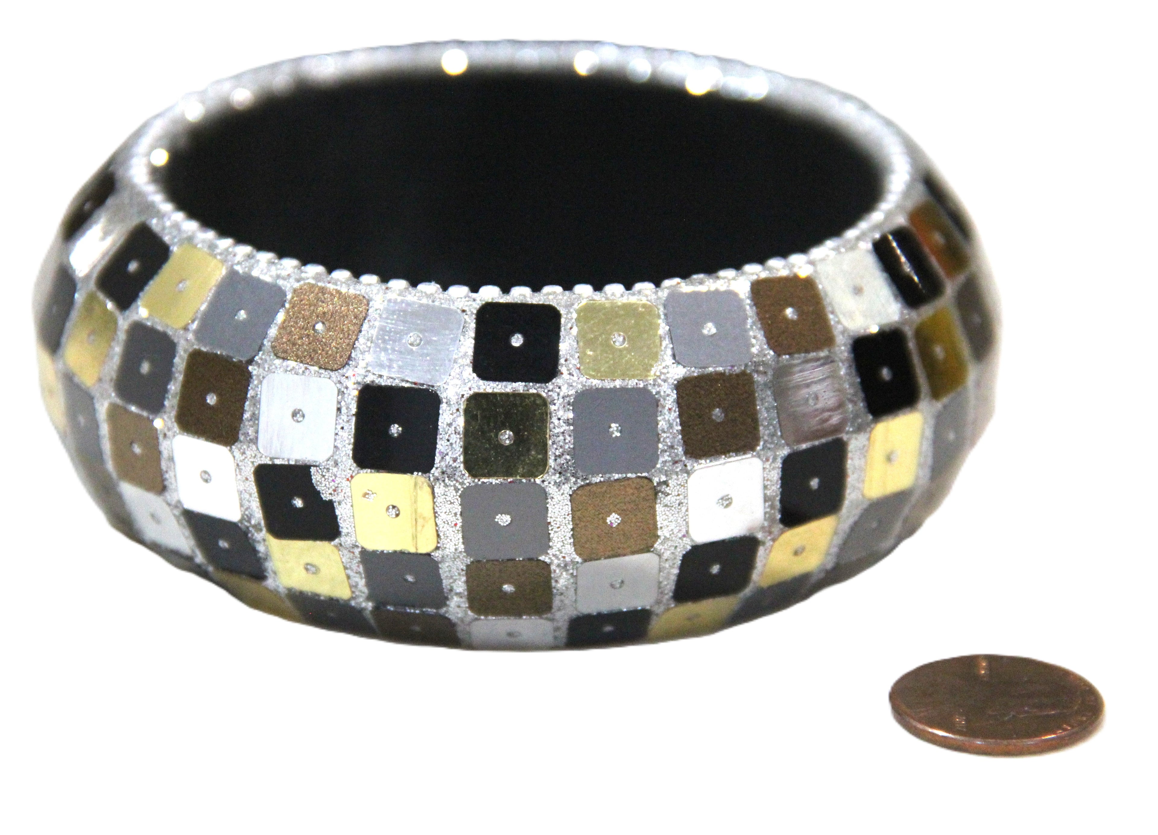 GRAZIANO MIXED METAL MIRRORED CHUNKY BANGLE BRACELET