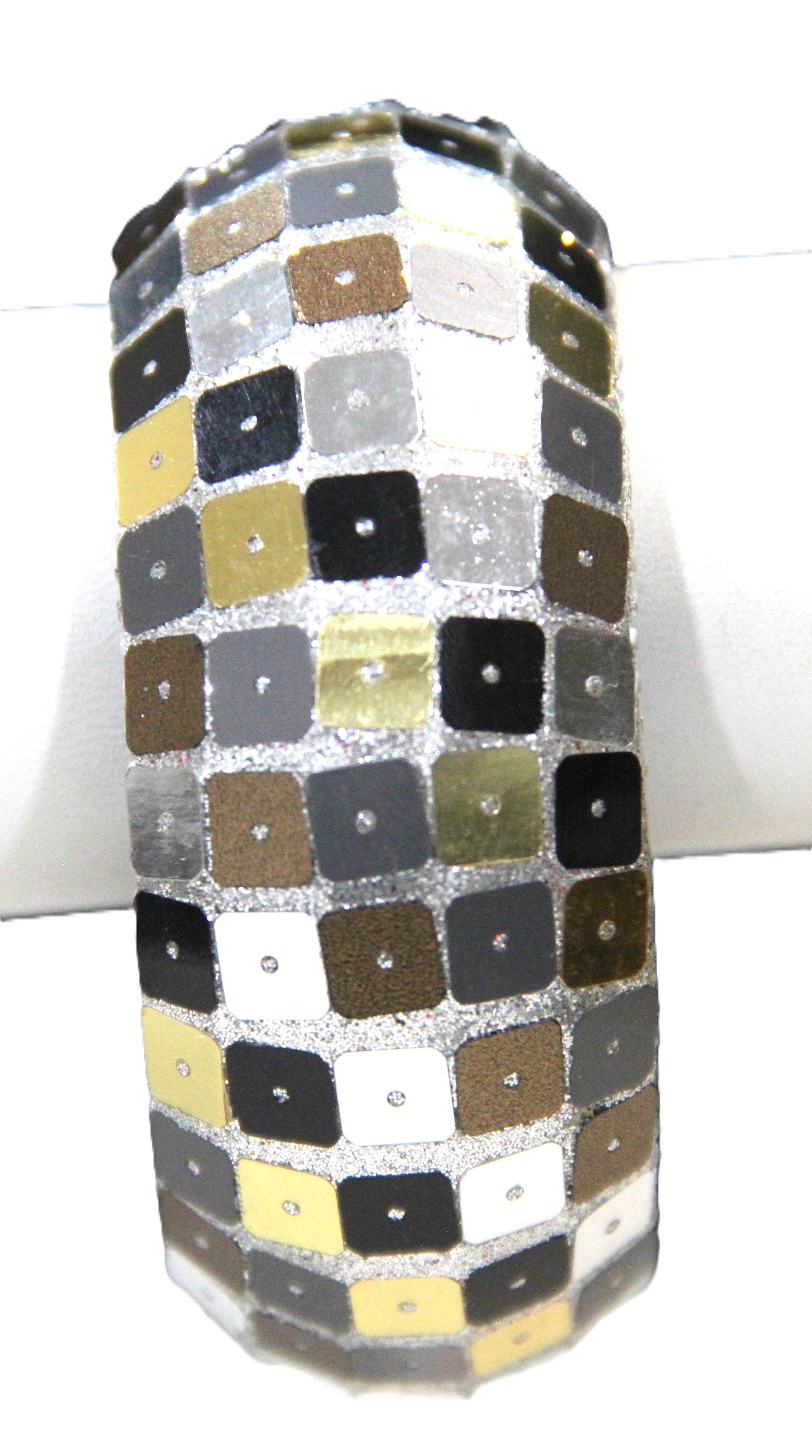 GRAZIANO MIXED METAL MIRRORED CHUNKY BANGLE BRACELET